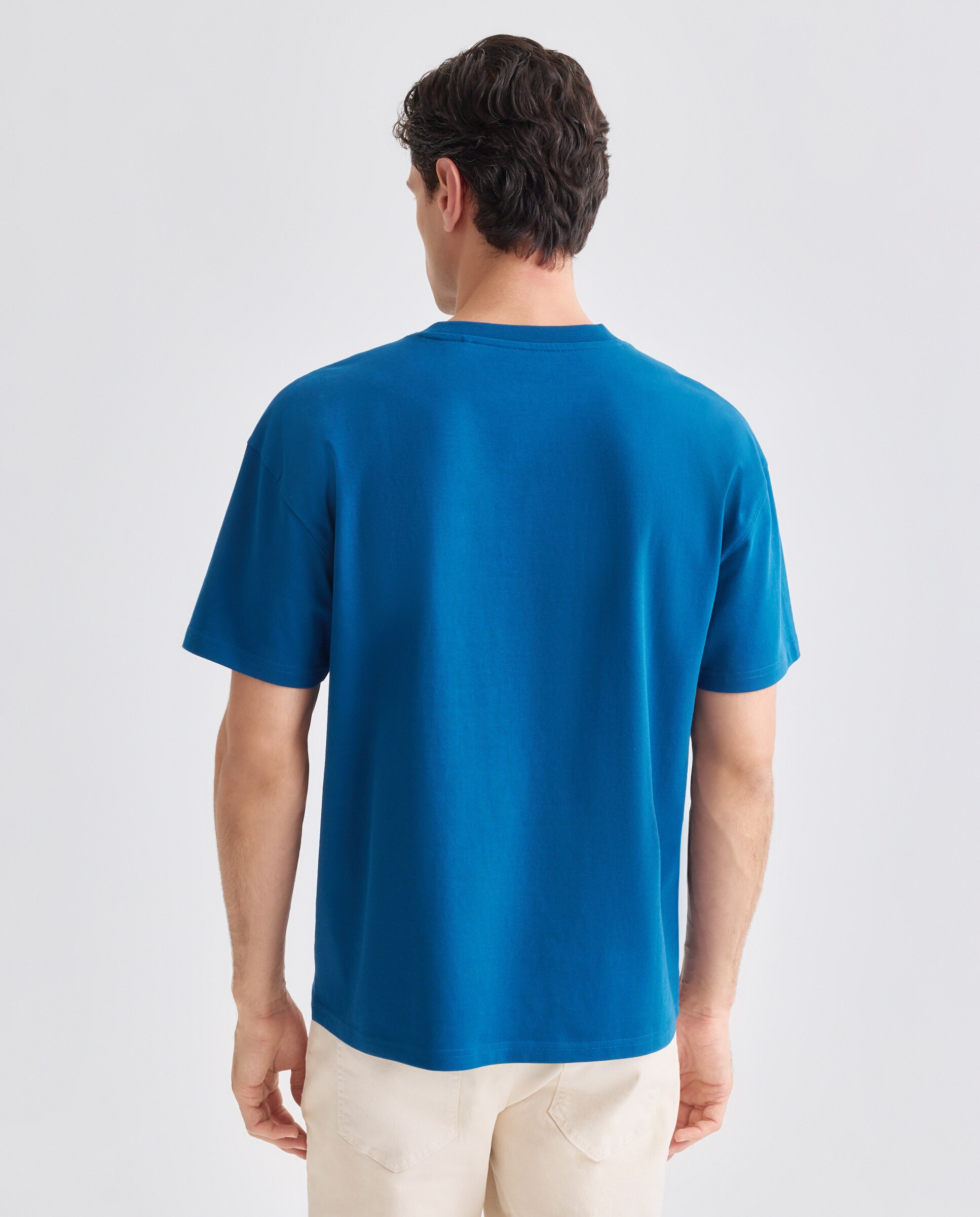 Camiseta de hombre manga corta lisa 280 gr 430 Azul oscuro-3