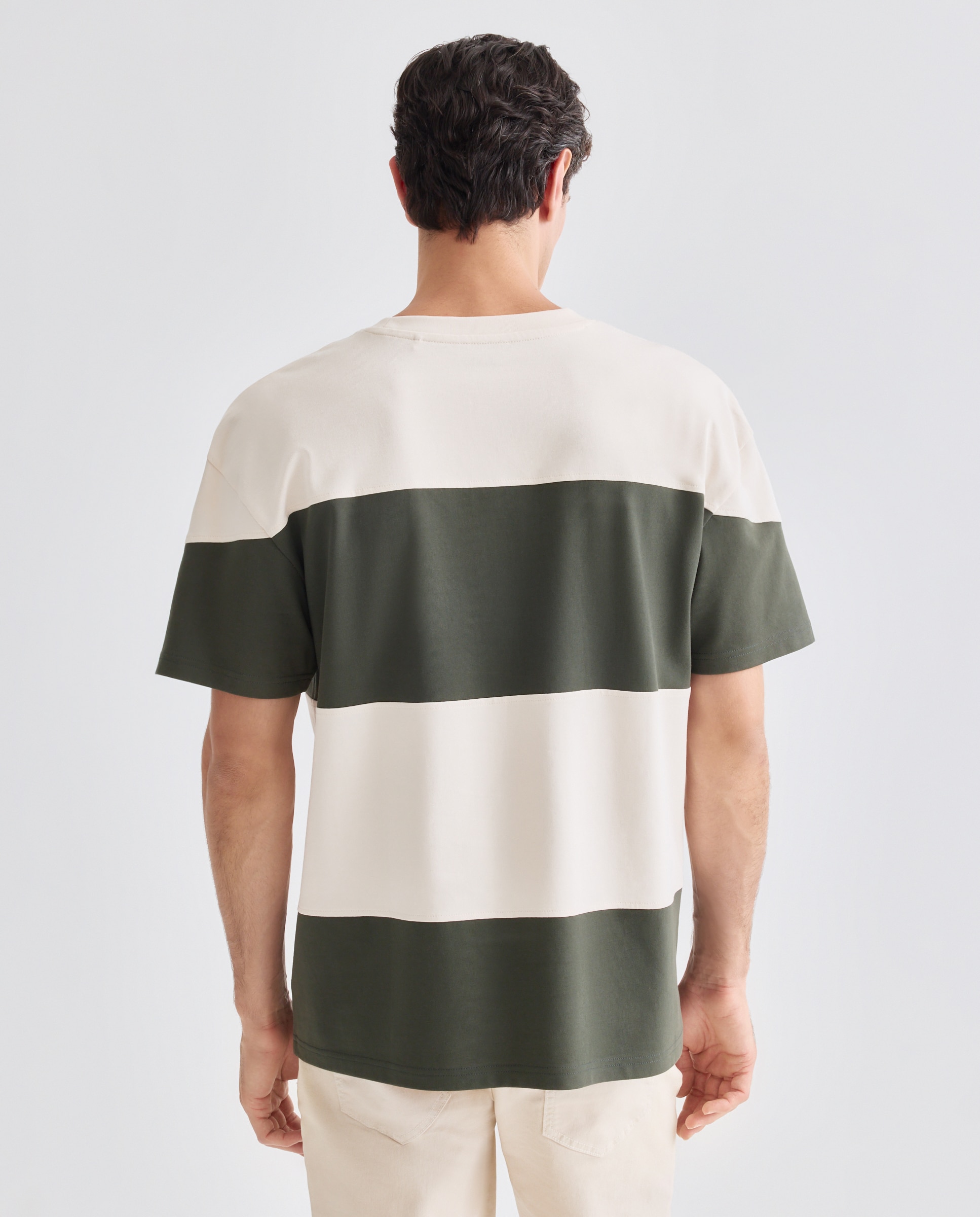 Camiseta de hombre manga corta franjas 280 gr 530 Verde oscuro-3