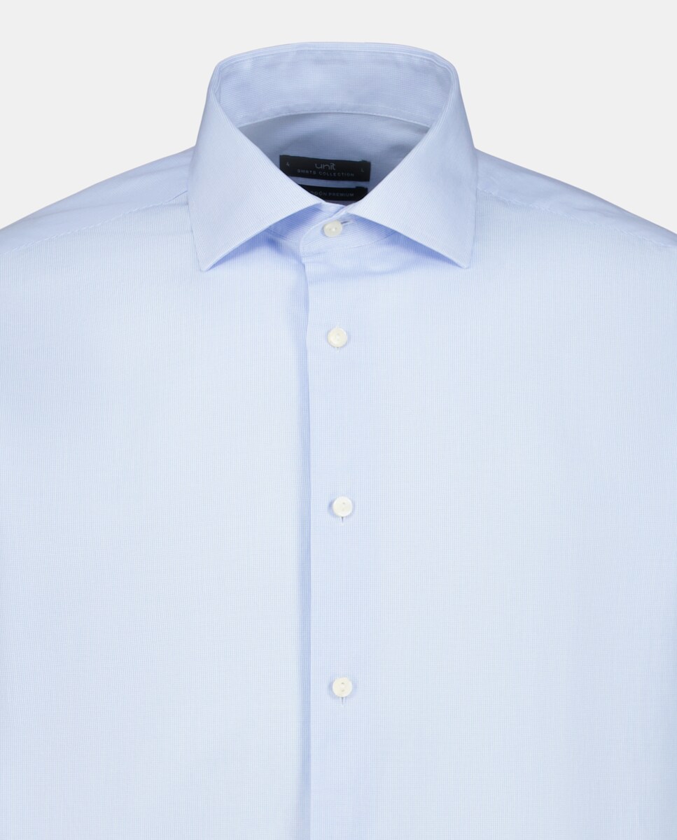 Camisa vestir hombre mini cuadro regular fit 410 Azul claro-5