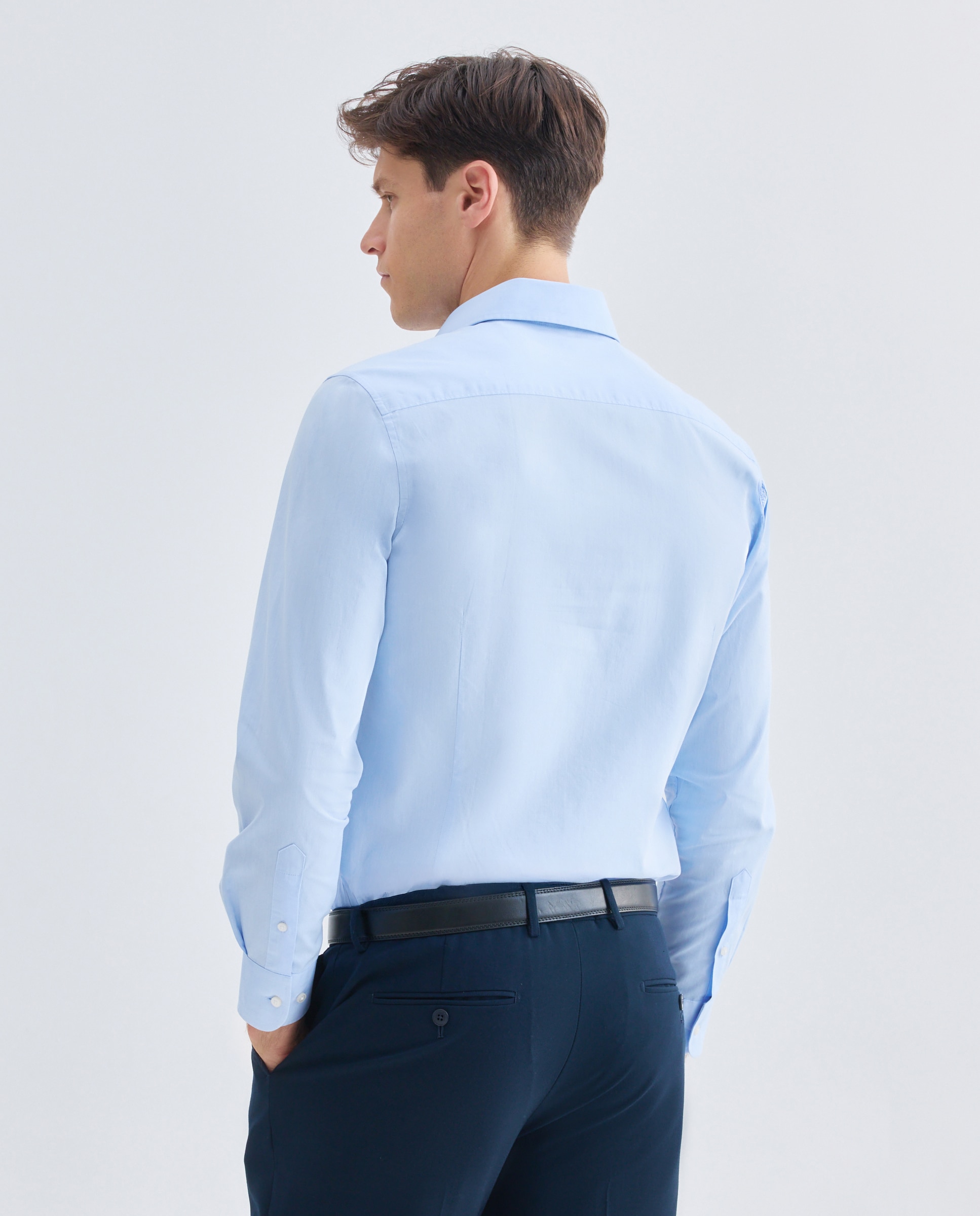 Camisa vestir hombre slim fit 400 Azul-3