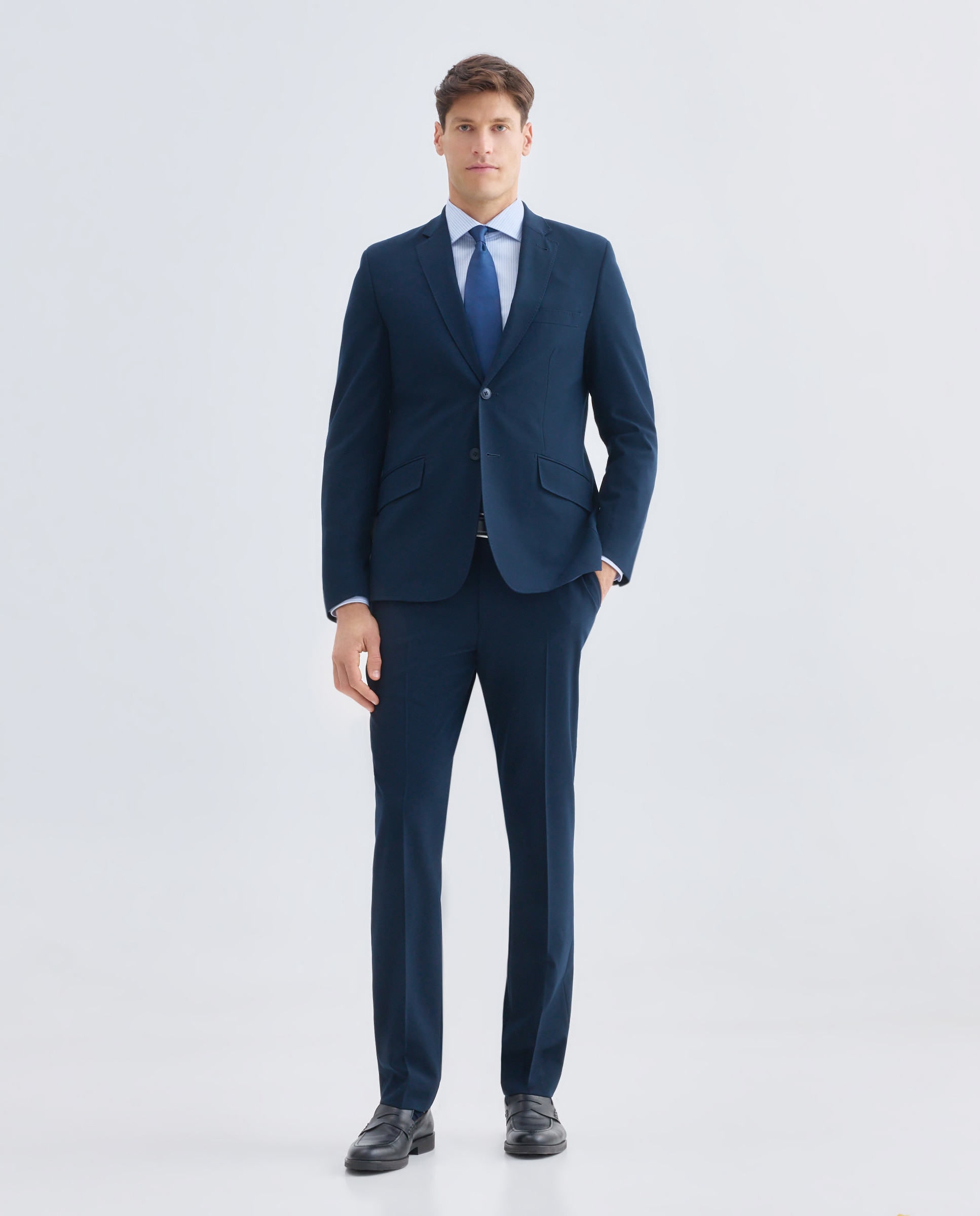 Camisa vestir hombre slim fit 400 Azul-2