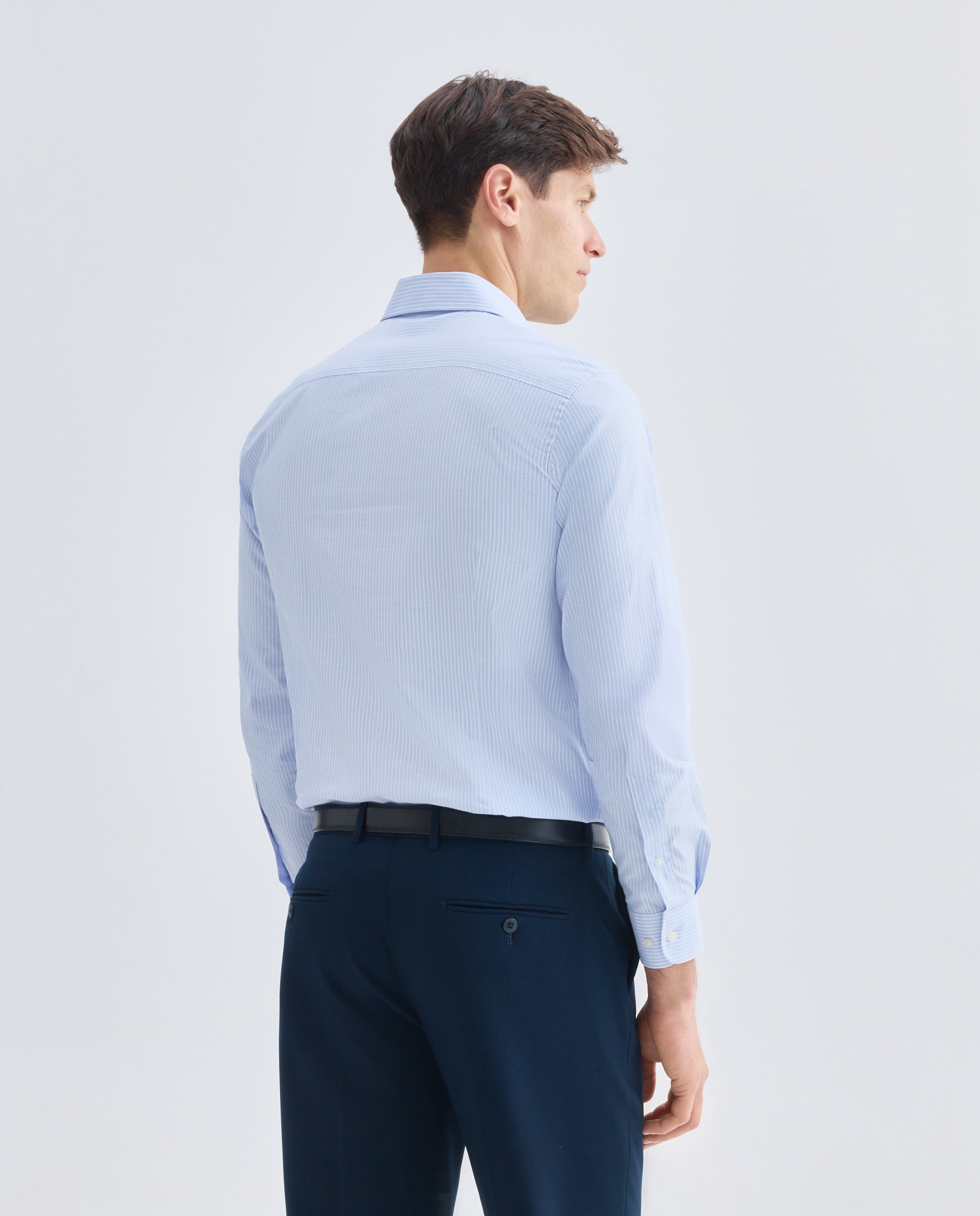 Camisa vestir hombre slim fit 400 Azul-3