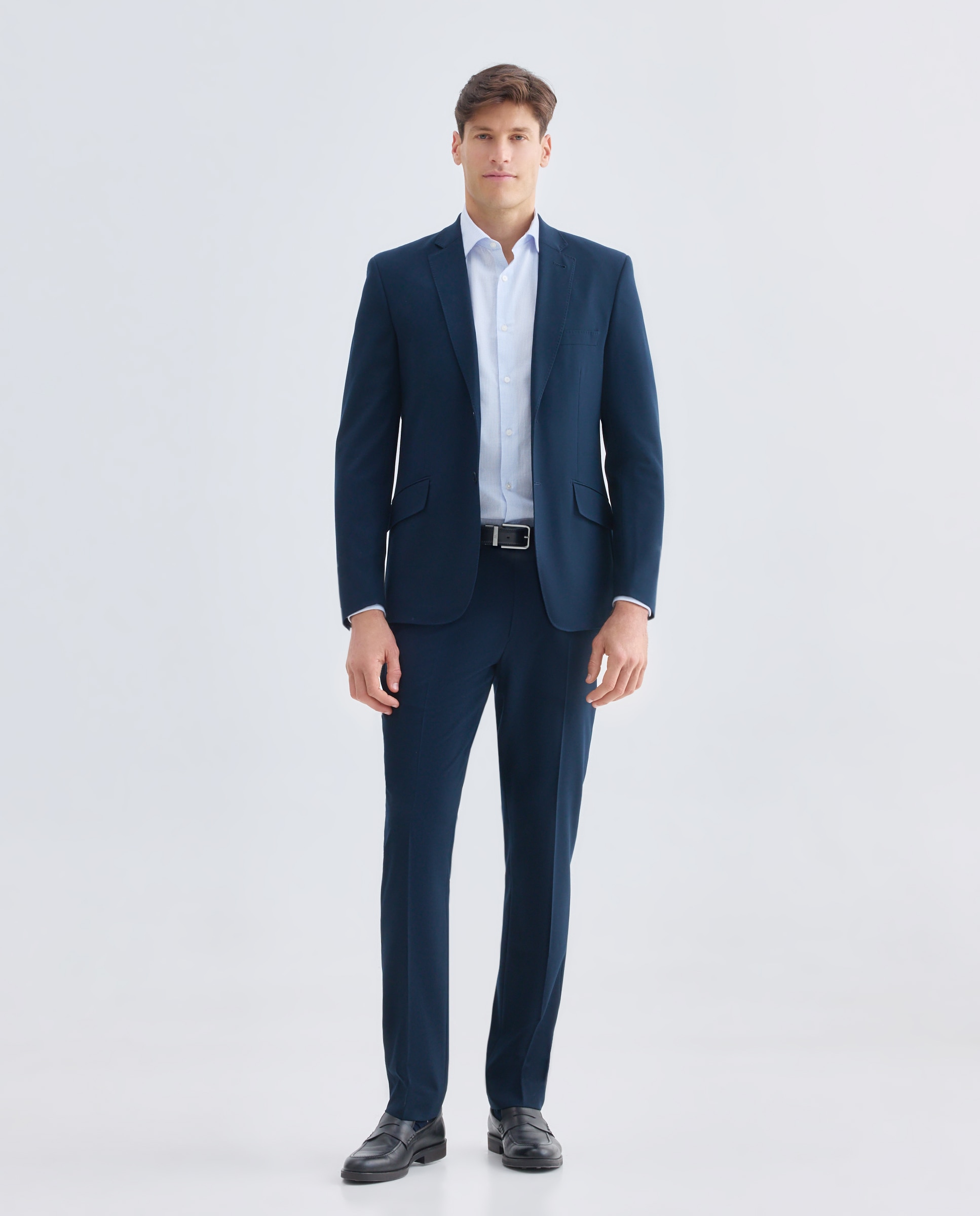 Camisa vestir hombre slim fit 400 Azul-2