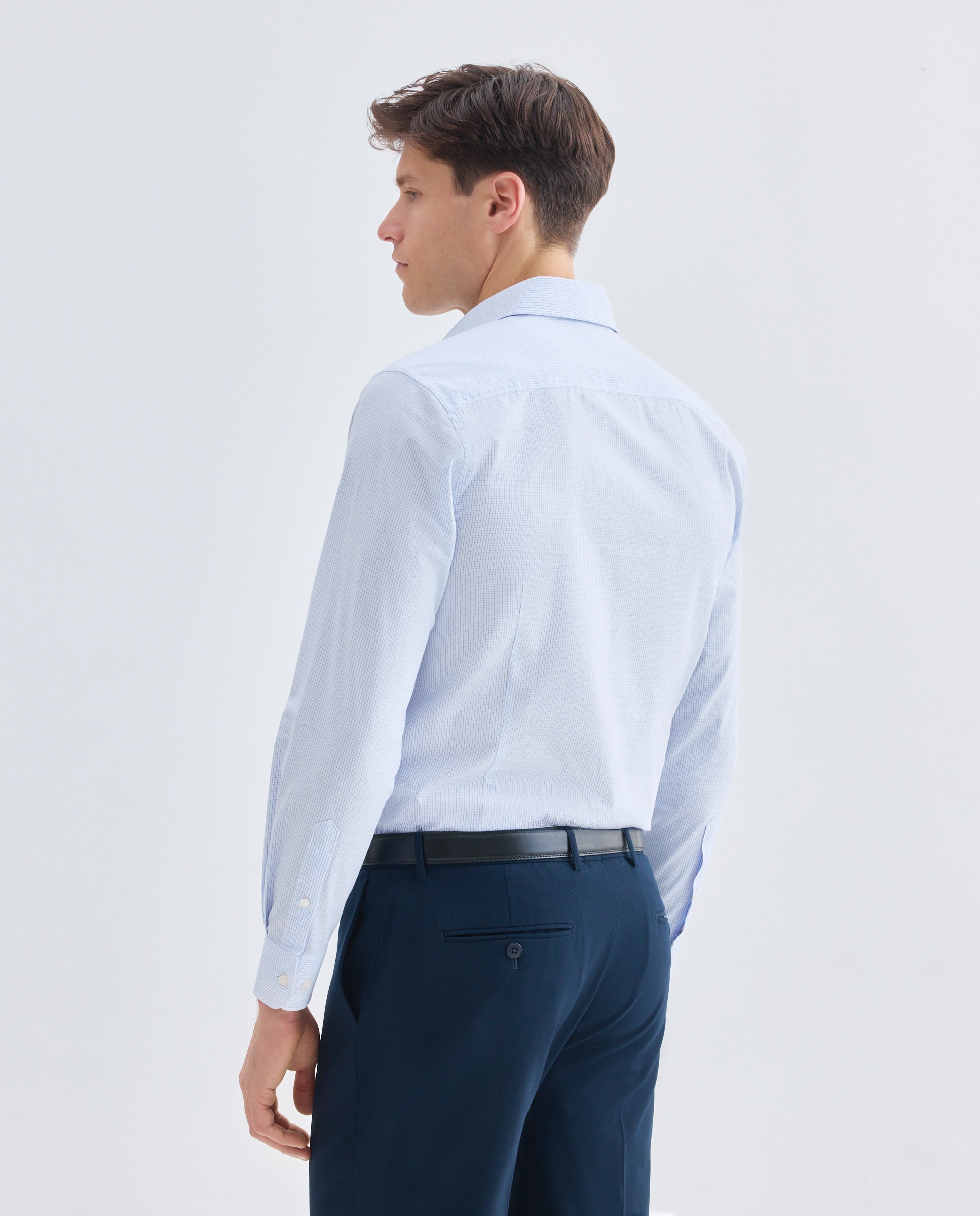 Camisa vestir hombre slim fit 400 Azul-3