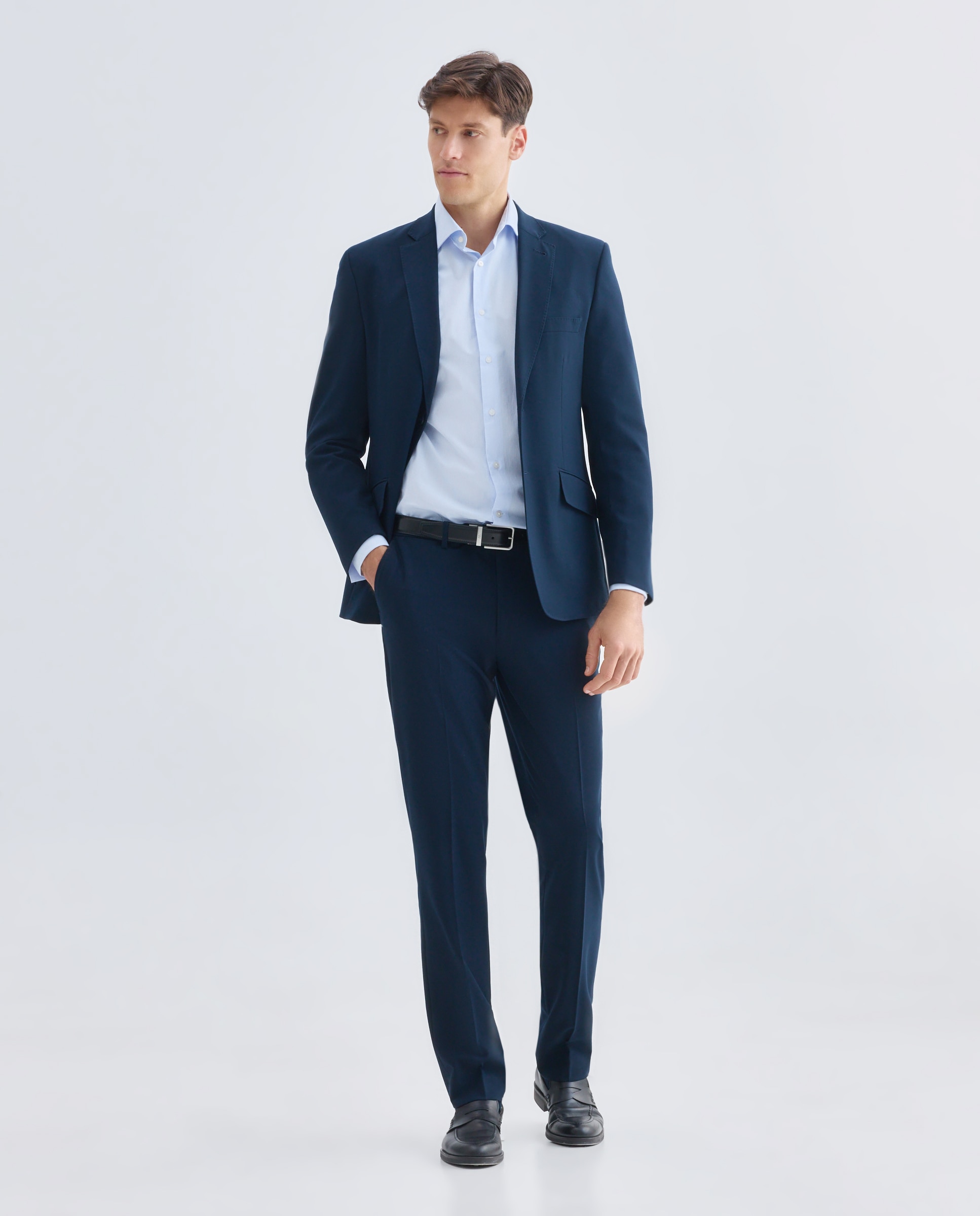 Camisa vestir hombre classic fit 400 Azul-2