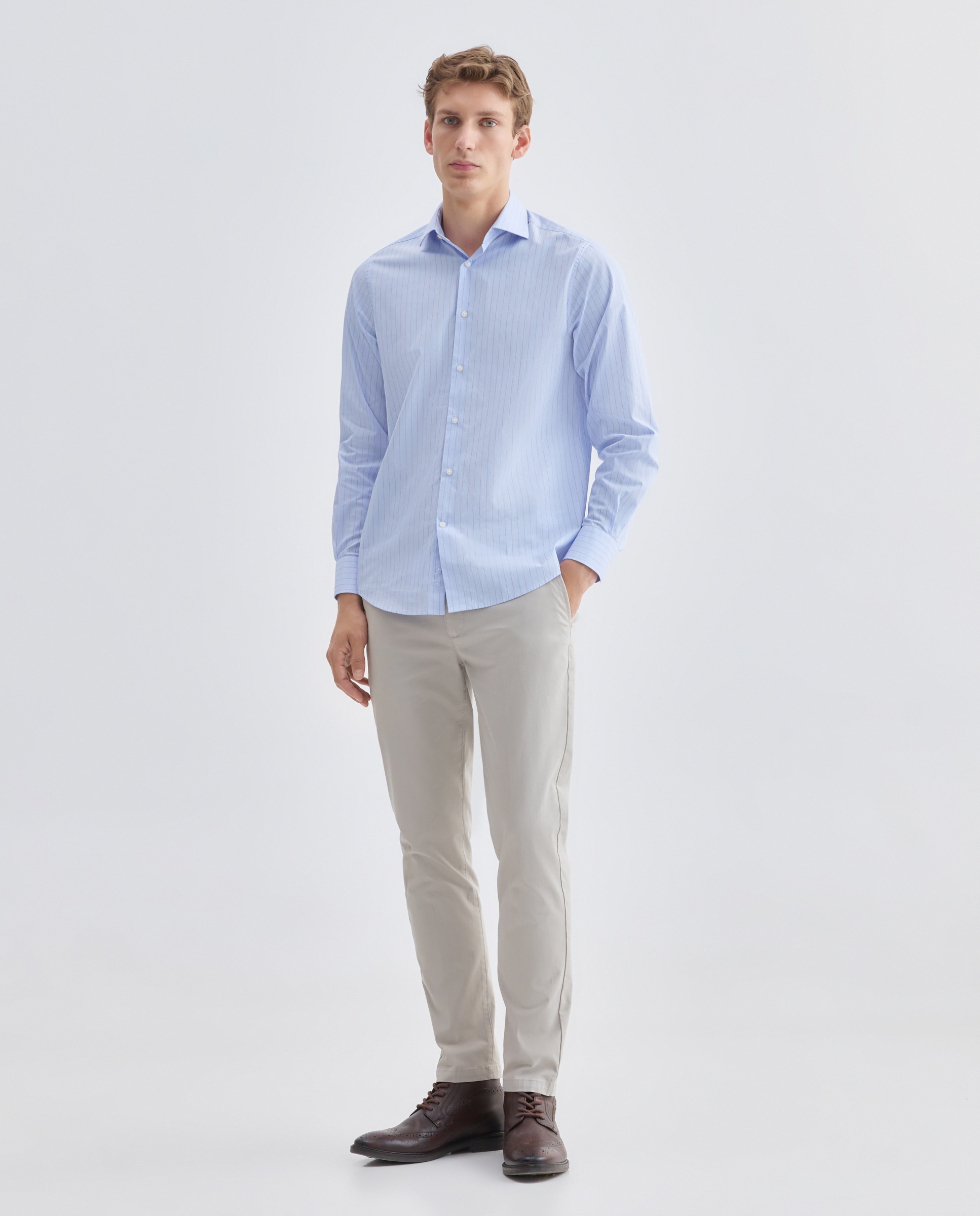 Camisa vestir hombre classic fit 400 Azul-2