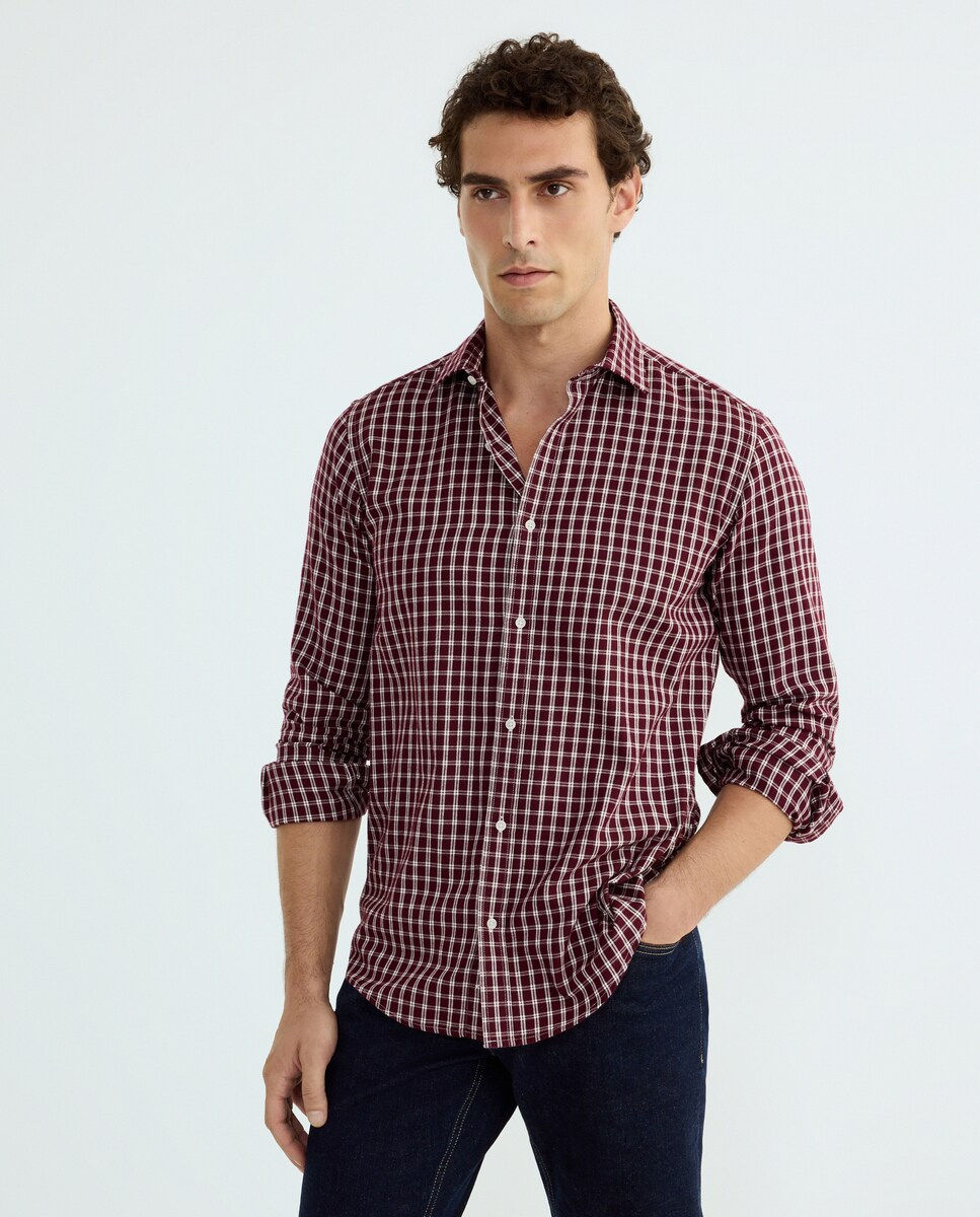 Camisa sport hombre franela 290 Burdeos-1