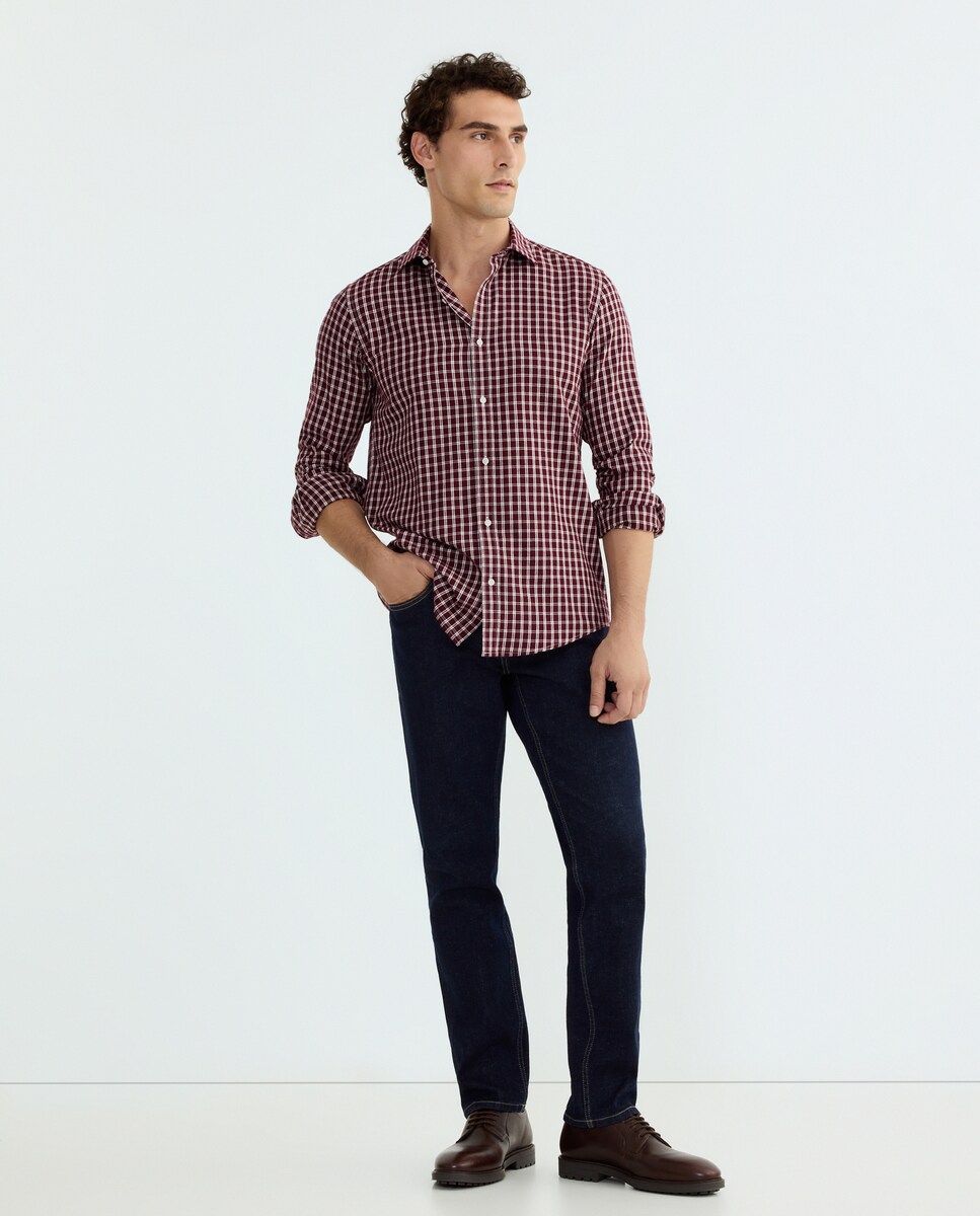 Camisa sport hombre franela 290 Burdeos-2