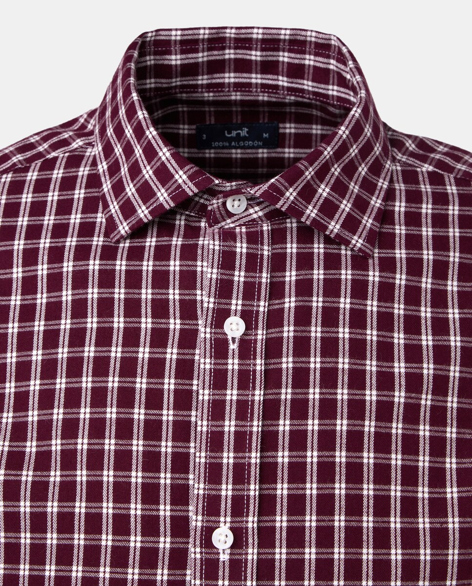 Camisa sport hombre franela 290 Burdeos-5