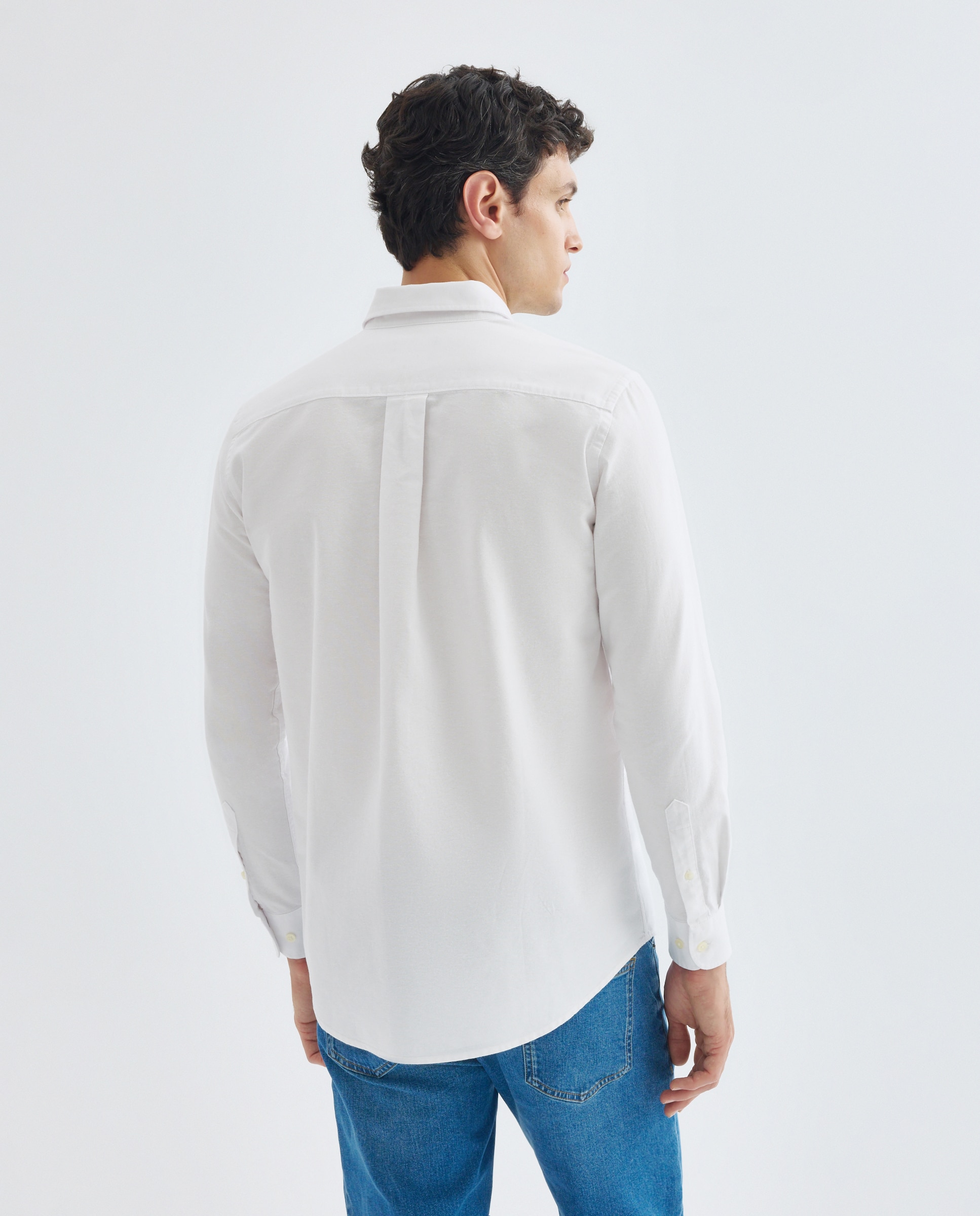 Camisa sport hombre oxdord lisa Blanco-3
