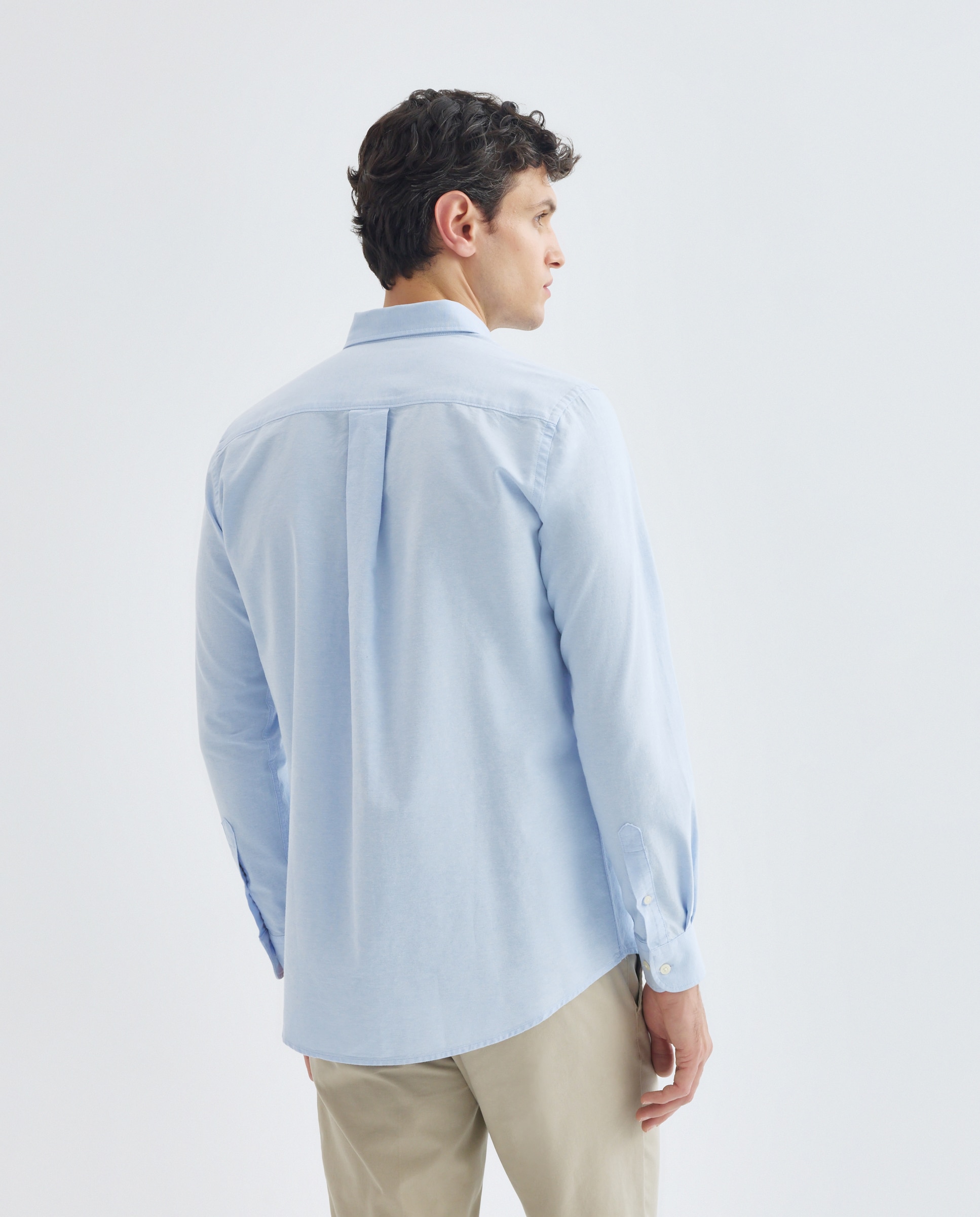 Camisa sport hombre oxdord lisa 410 Azul claro-3