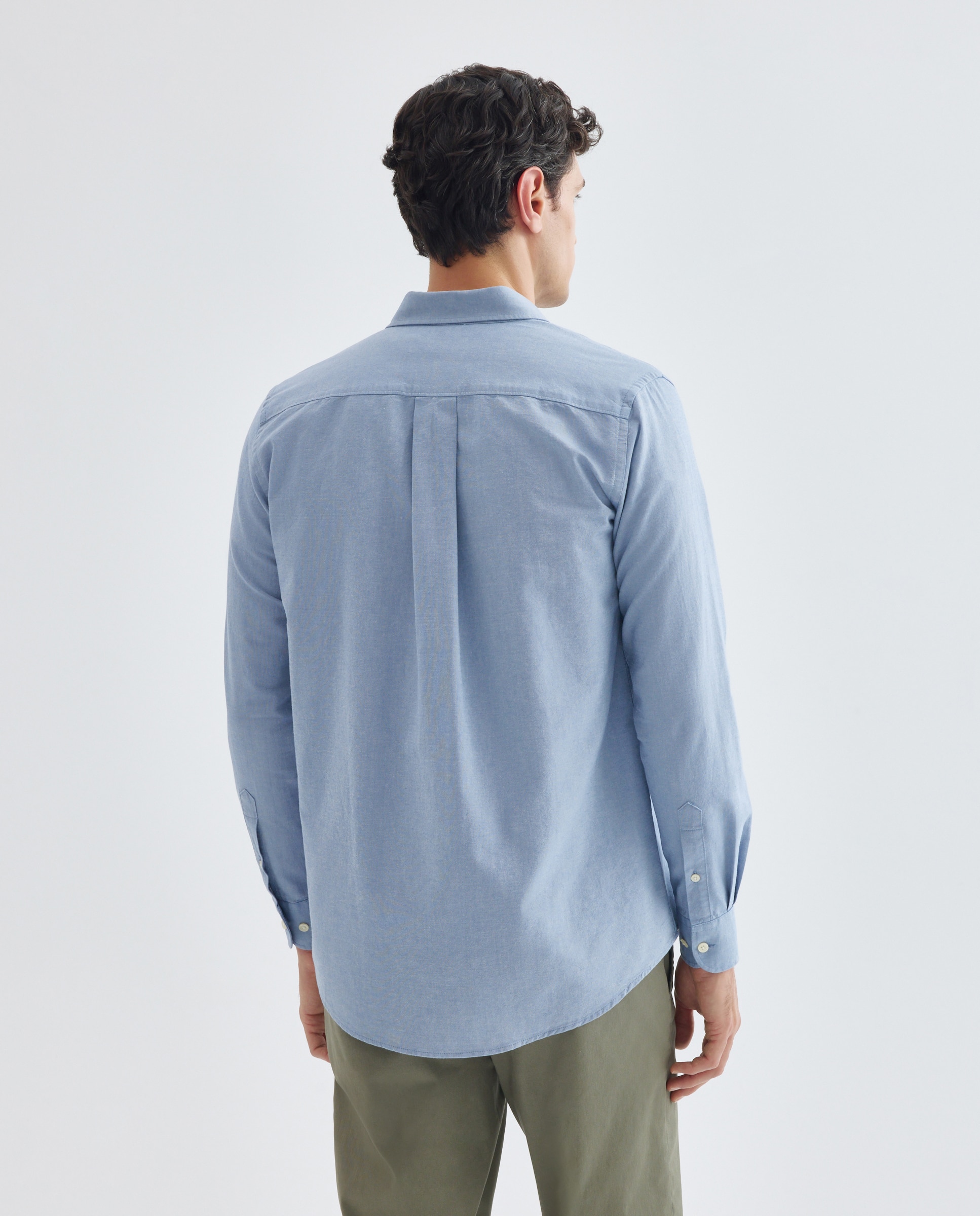 Camisa sport hombre oxdord lisa Azul marino-3