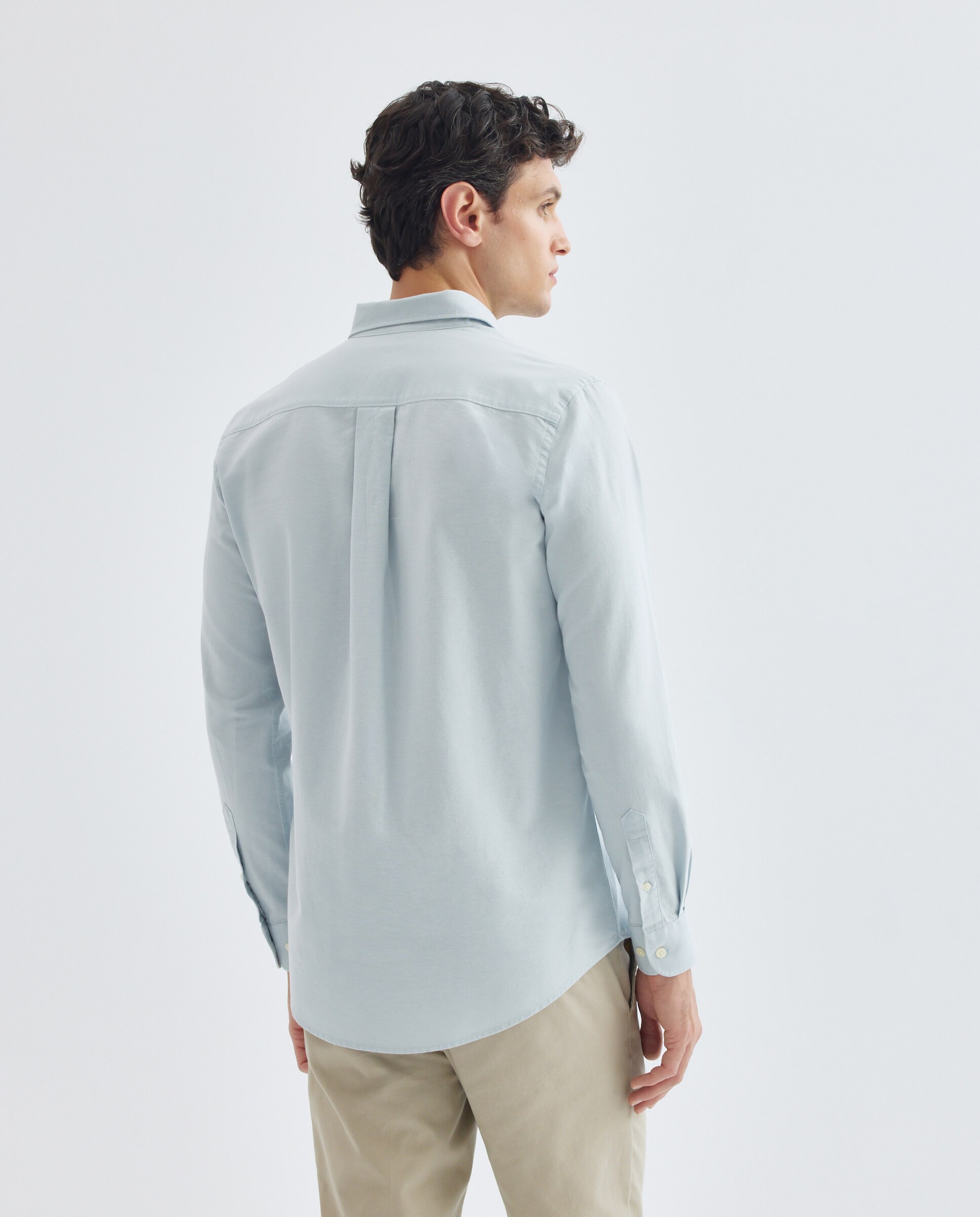 Camisa sport hombre oxdord lisa 500 VERDE-3