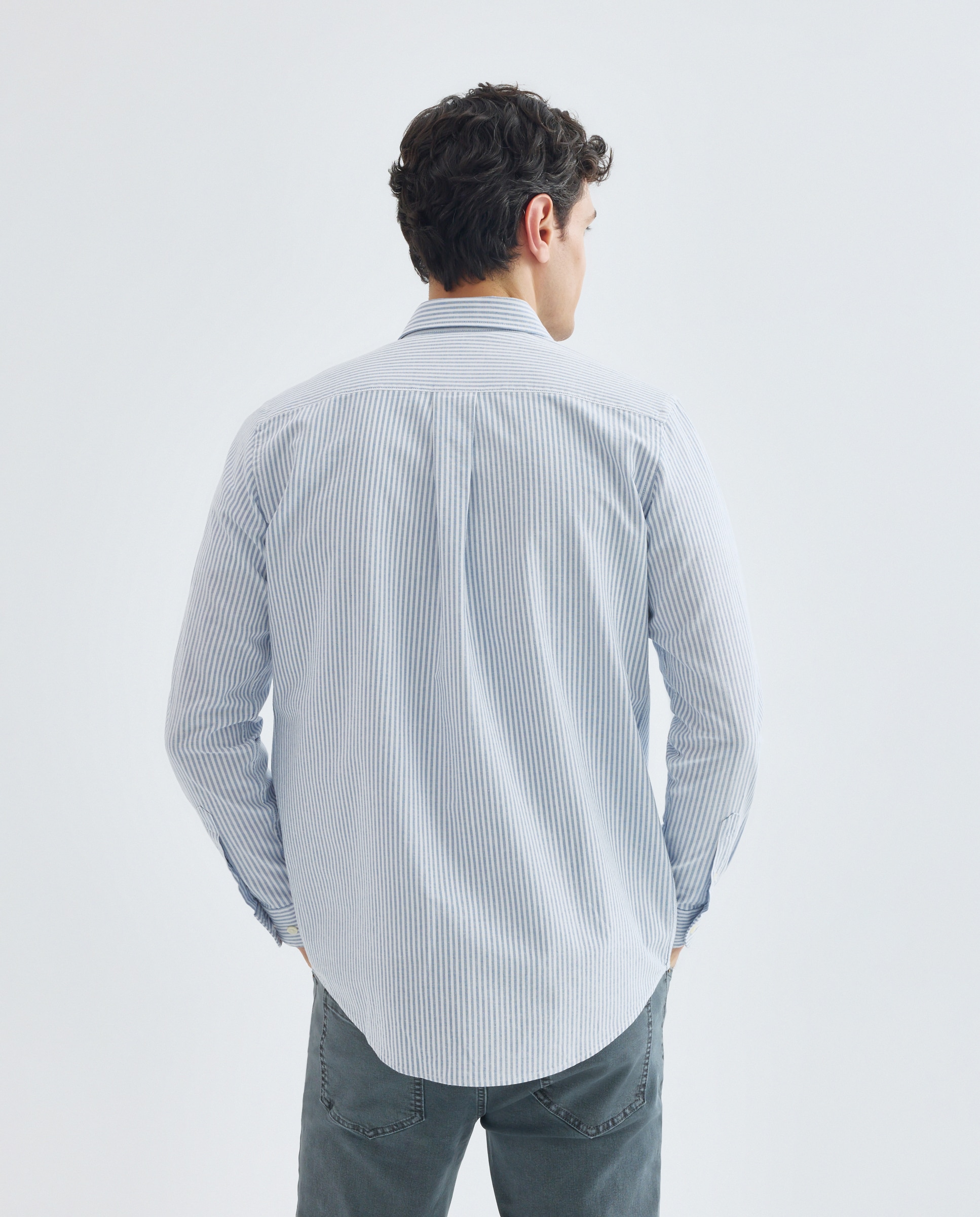 Camisa sport hombre oxdord rayas Azul marino-3