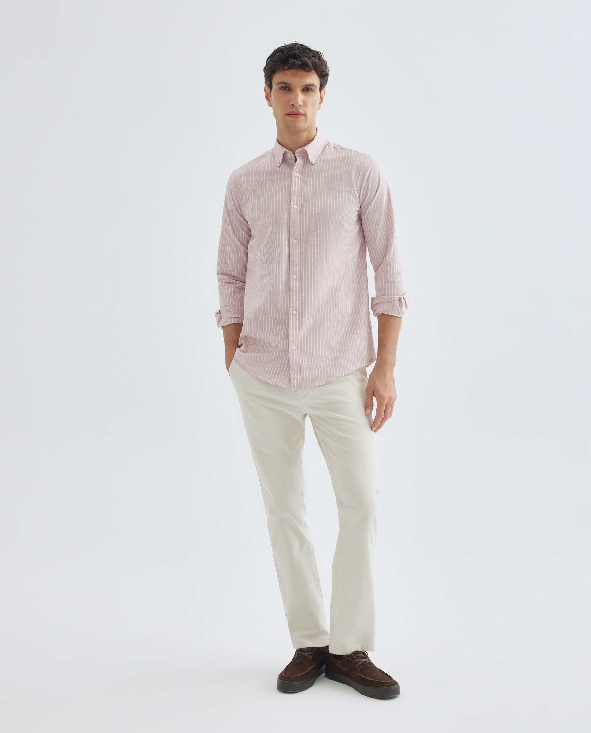 Camisa sport hombre oxdord rayas 220 Rosa palo-2