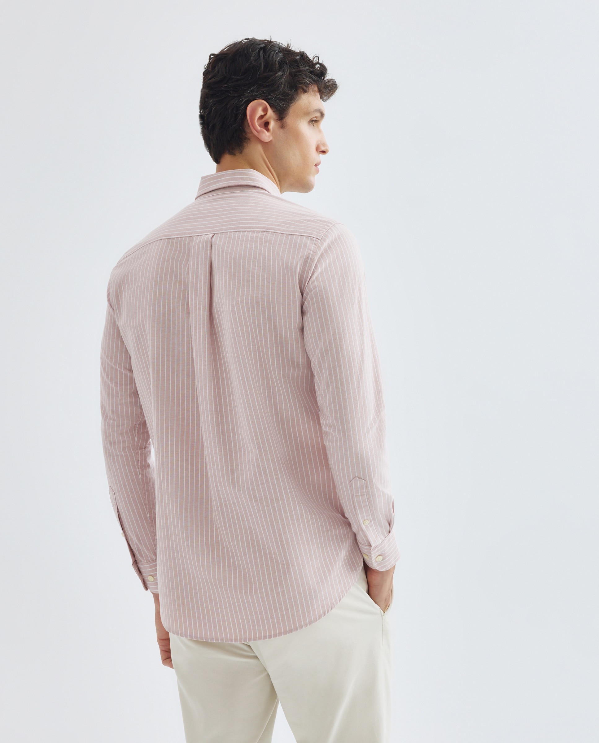 Camisa sport hombre oxdord rayas 220 Rosa palo-3