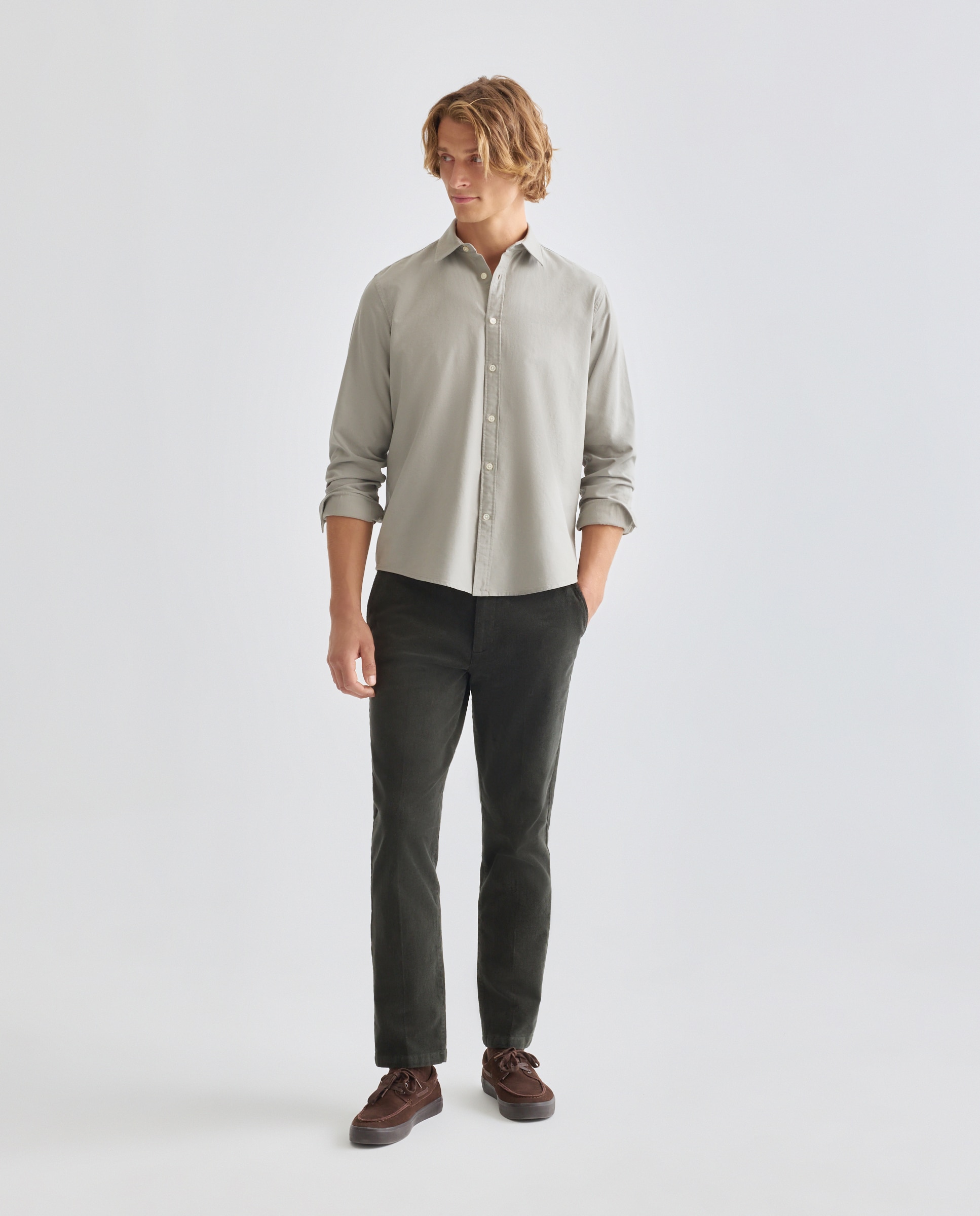 Camisa sport hombre lisa estructura 520 Kaki-2