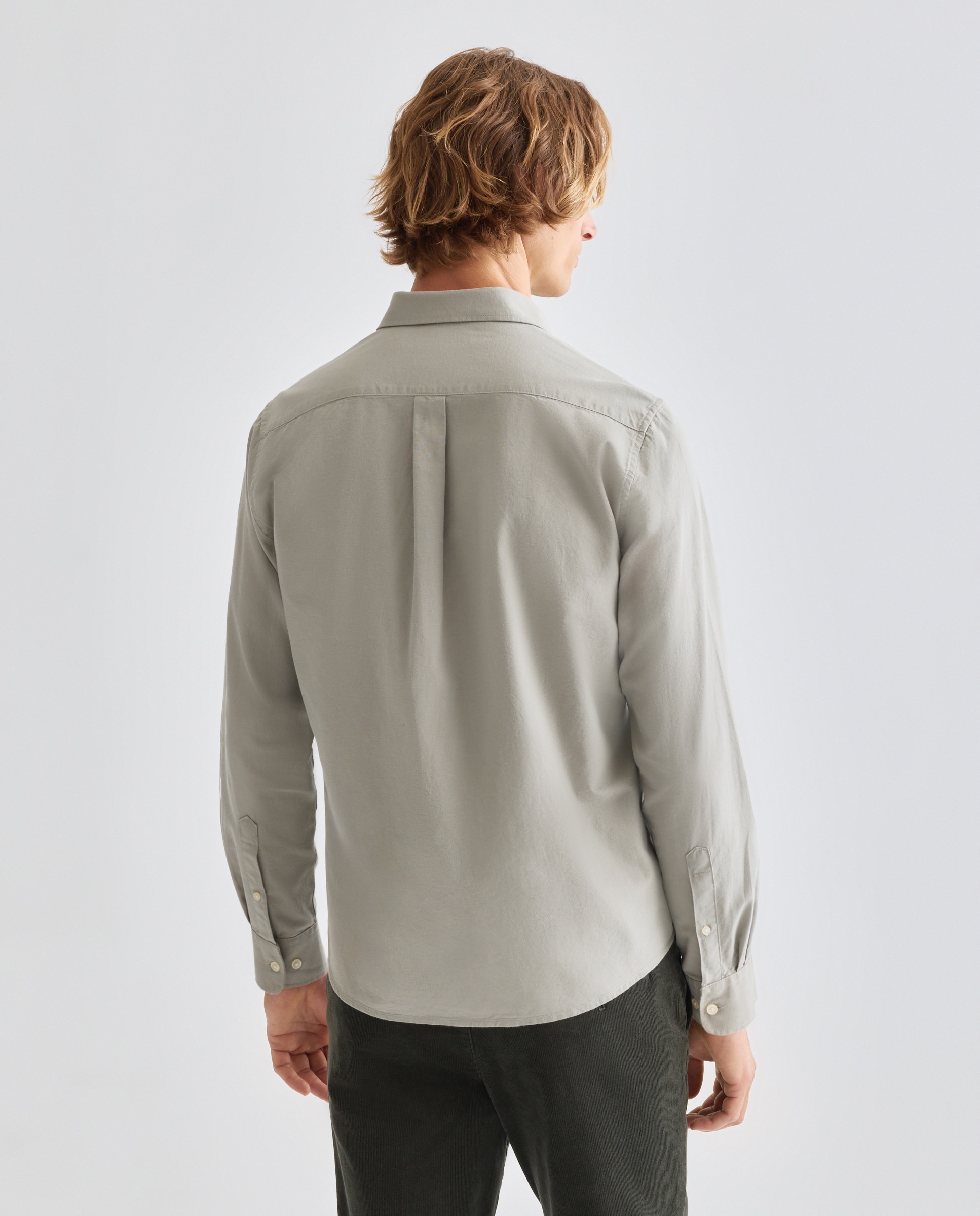 Camisa sport hombre lisa estructura 520 Kaki-3