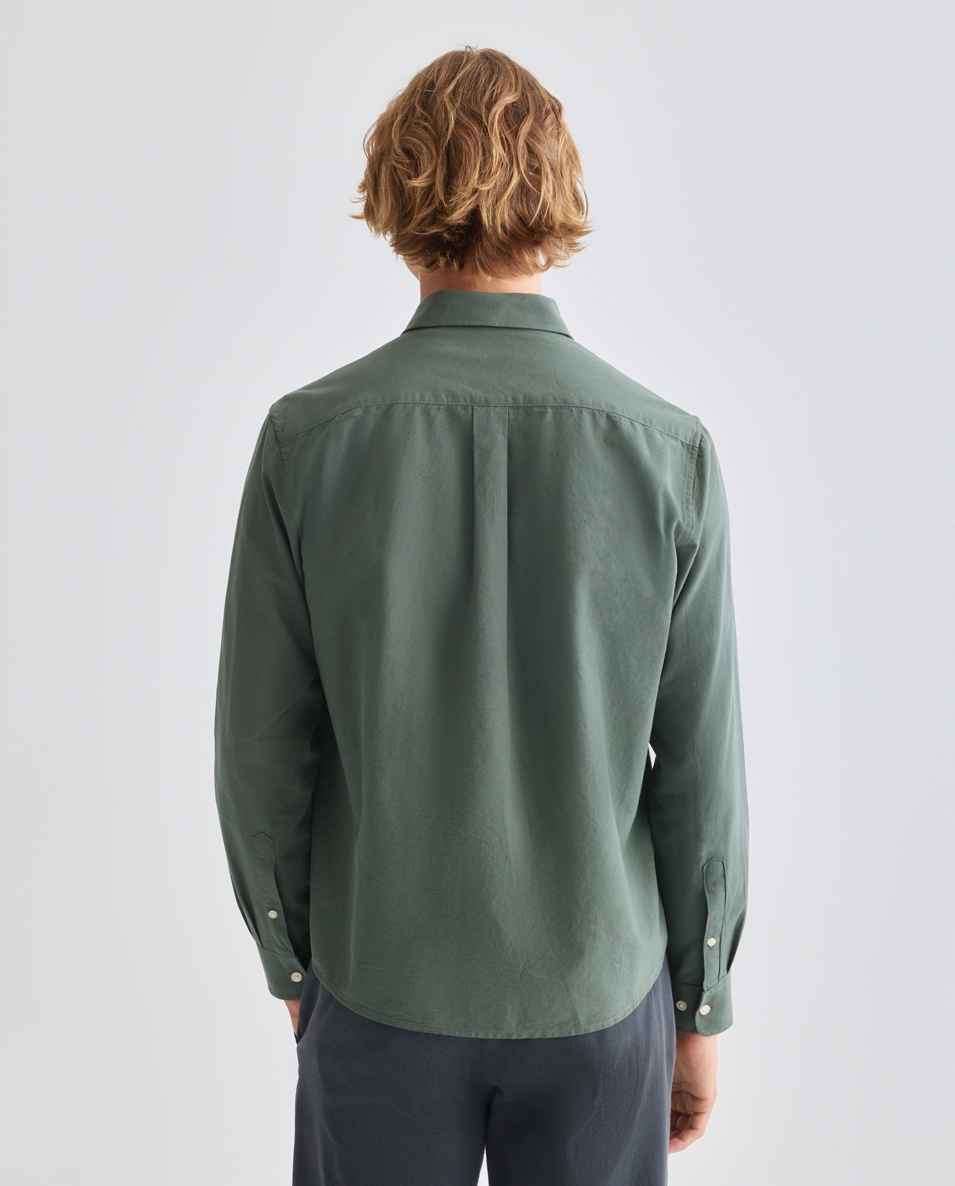 Camisa sport hombre lisa estructura 500 VERDE-3
