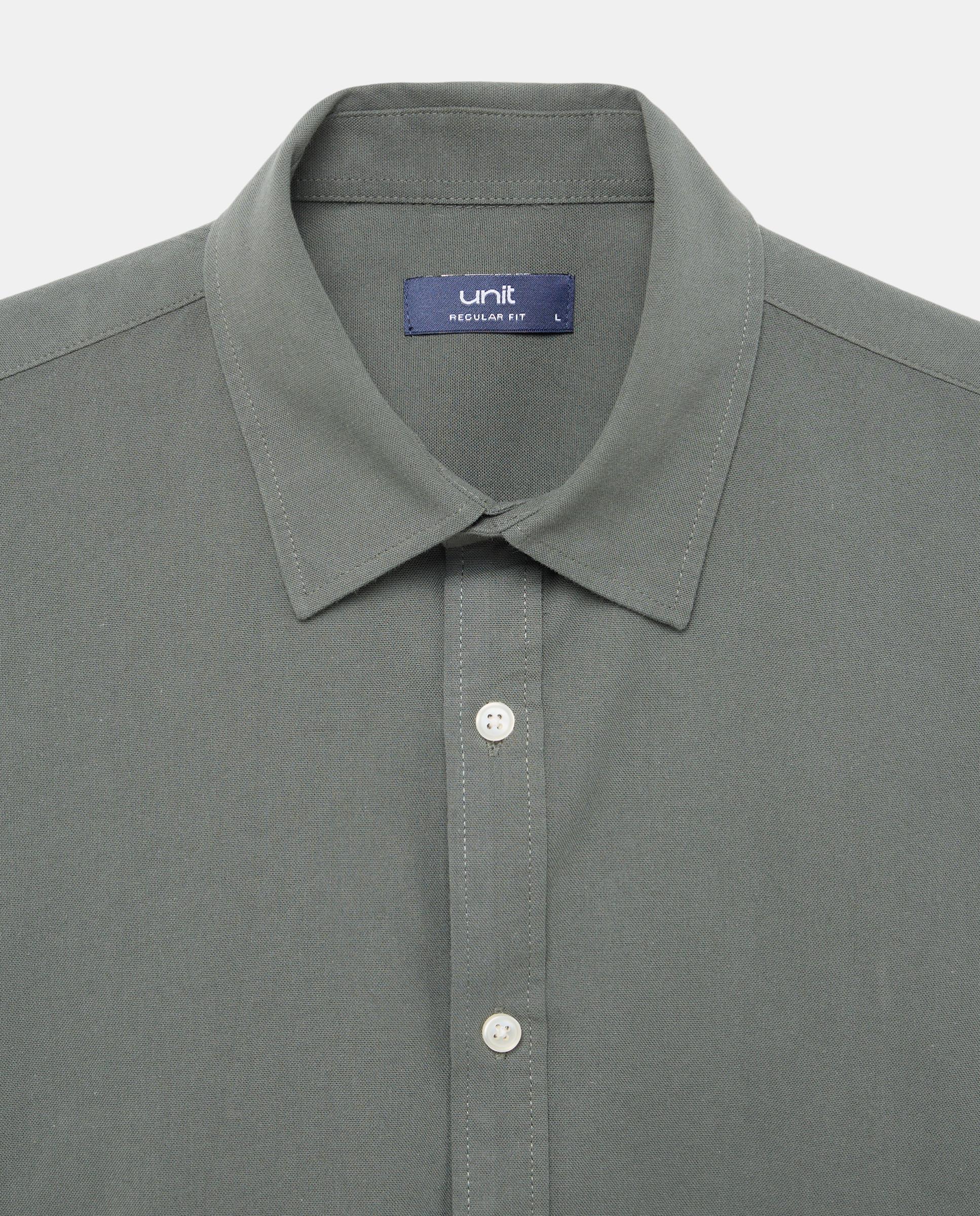 Camisa sport hombre lisa estructura 500 VERDE-5