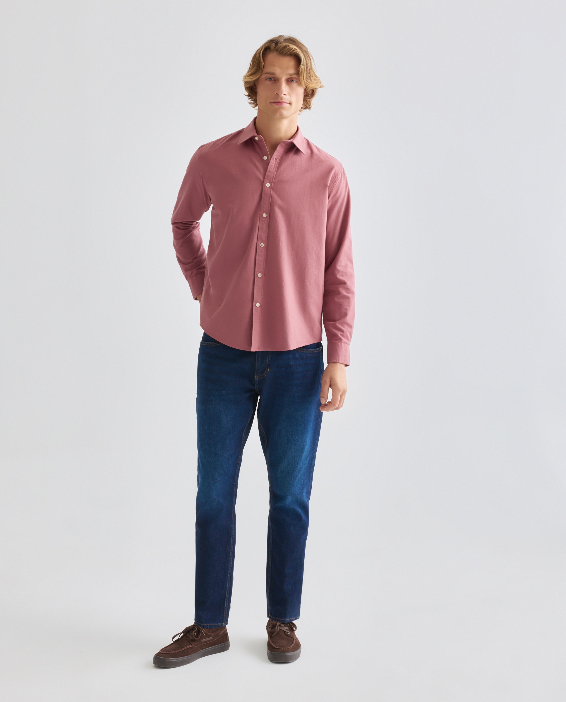 Camisa sport hombre lisa estructura 282 Malva-2