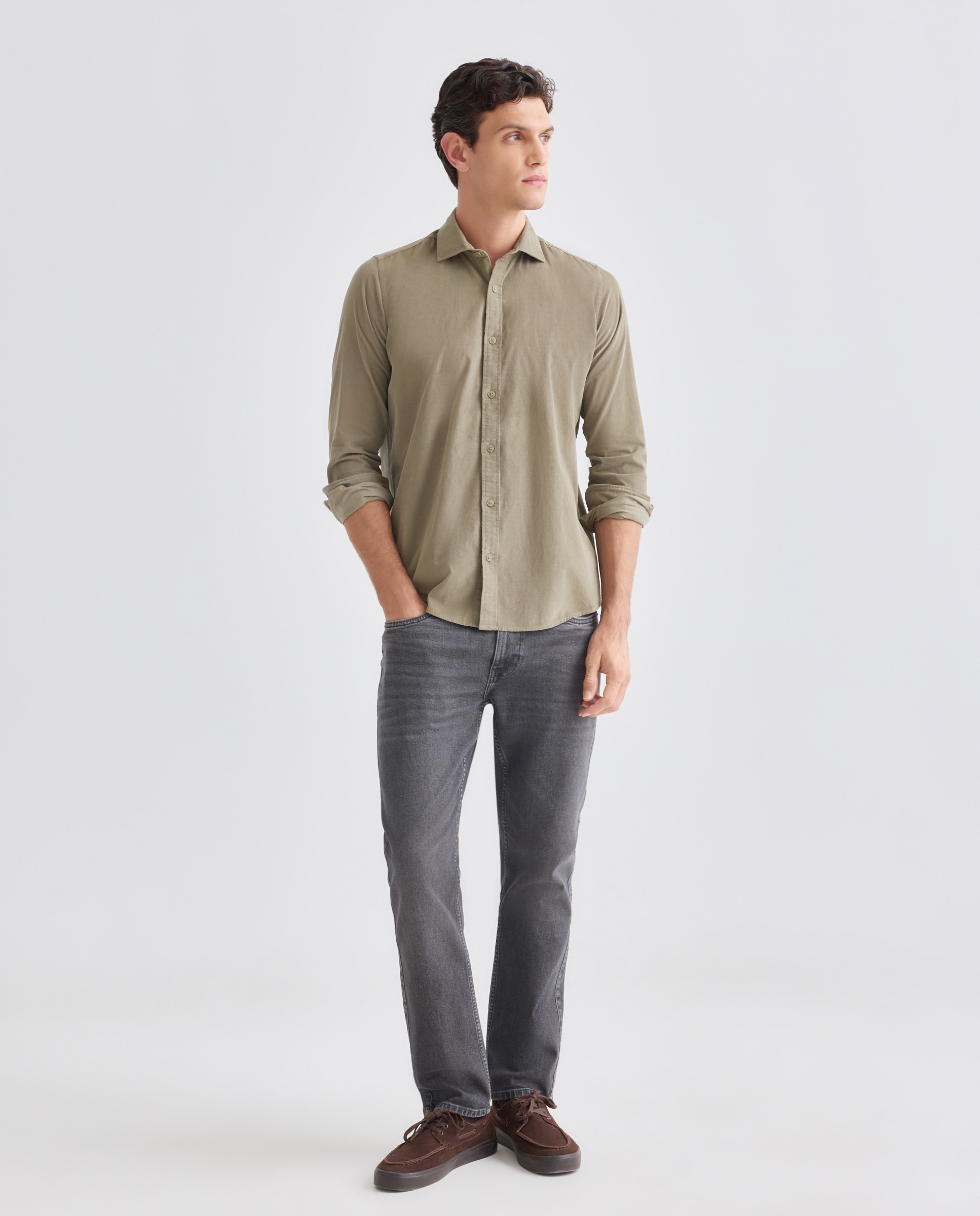 Camisa sport hombre pana 520 Kaki-3