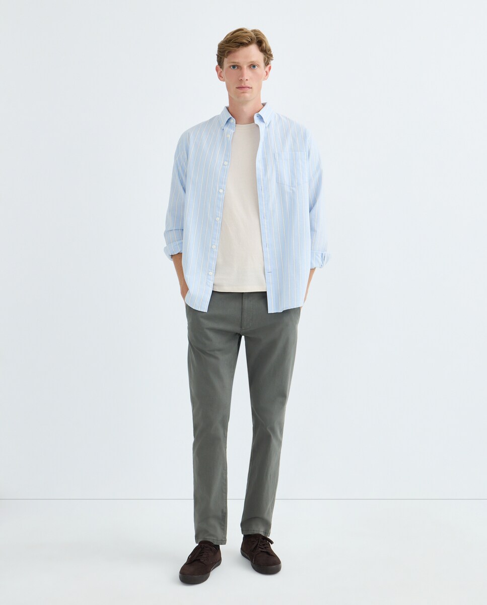 Camisa oxford hombre rayas 410 Azul claro-2