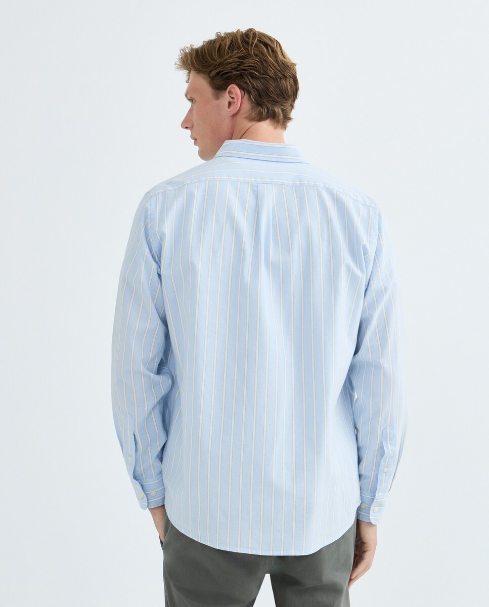 Camisa oxford hombre rayas 410 Azul claro-3