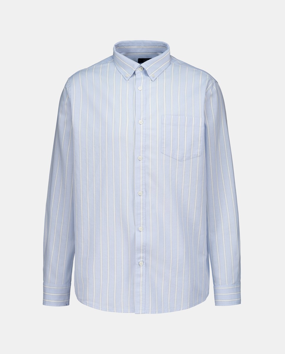 Camisa oxford hombre rayas 410 Azul claro-4