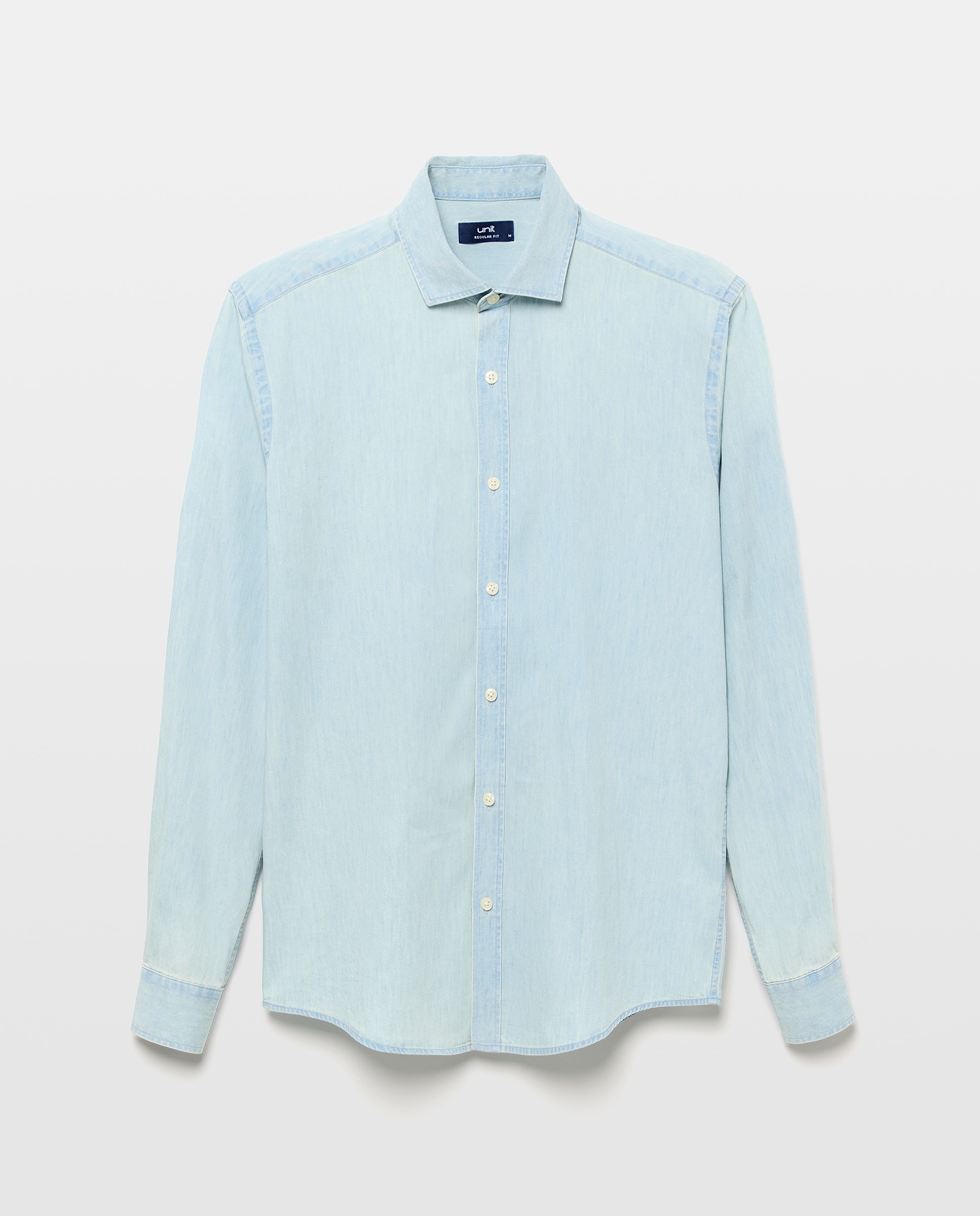 Camisa sport hombre denim chambray 400 Azul-4