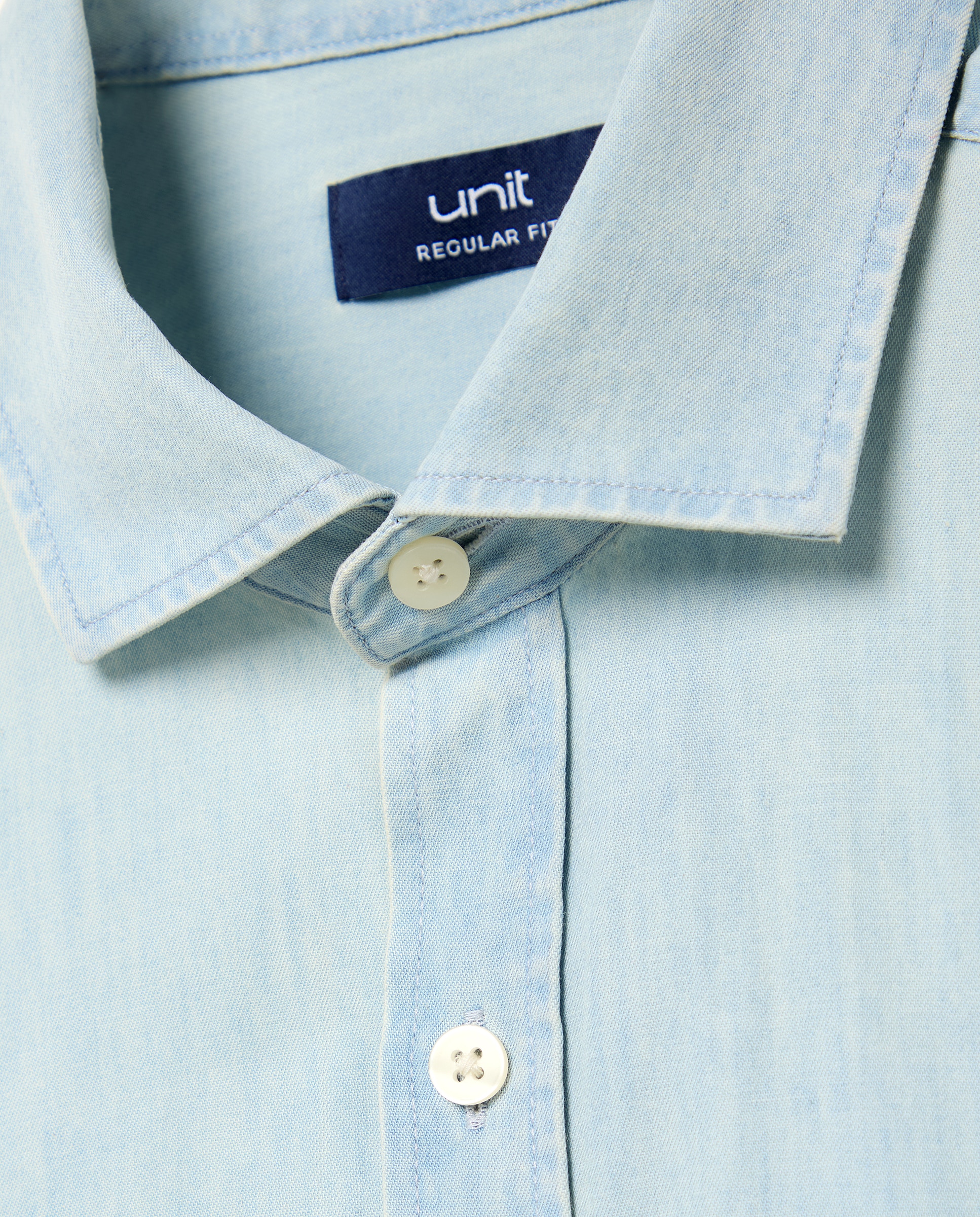 Camisa sport hombre denim chambray 400 Azul-5