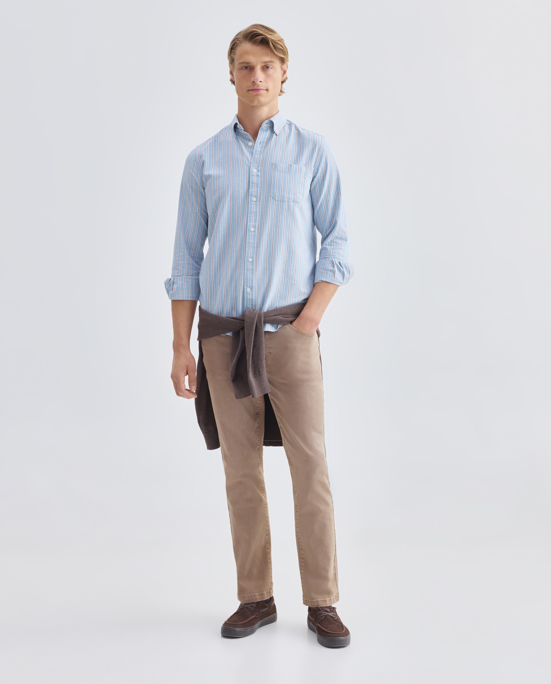 Camisa sport hombre oxdord rayas 400 Azul-2