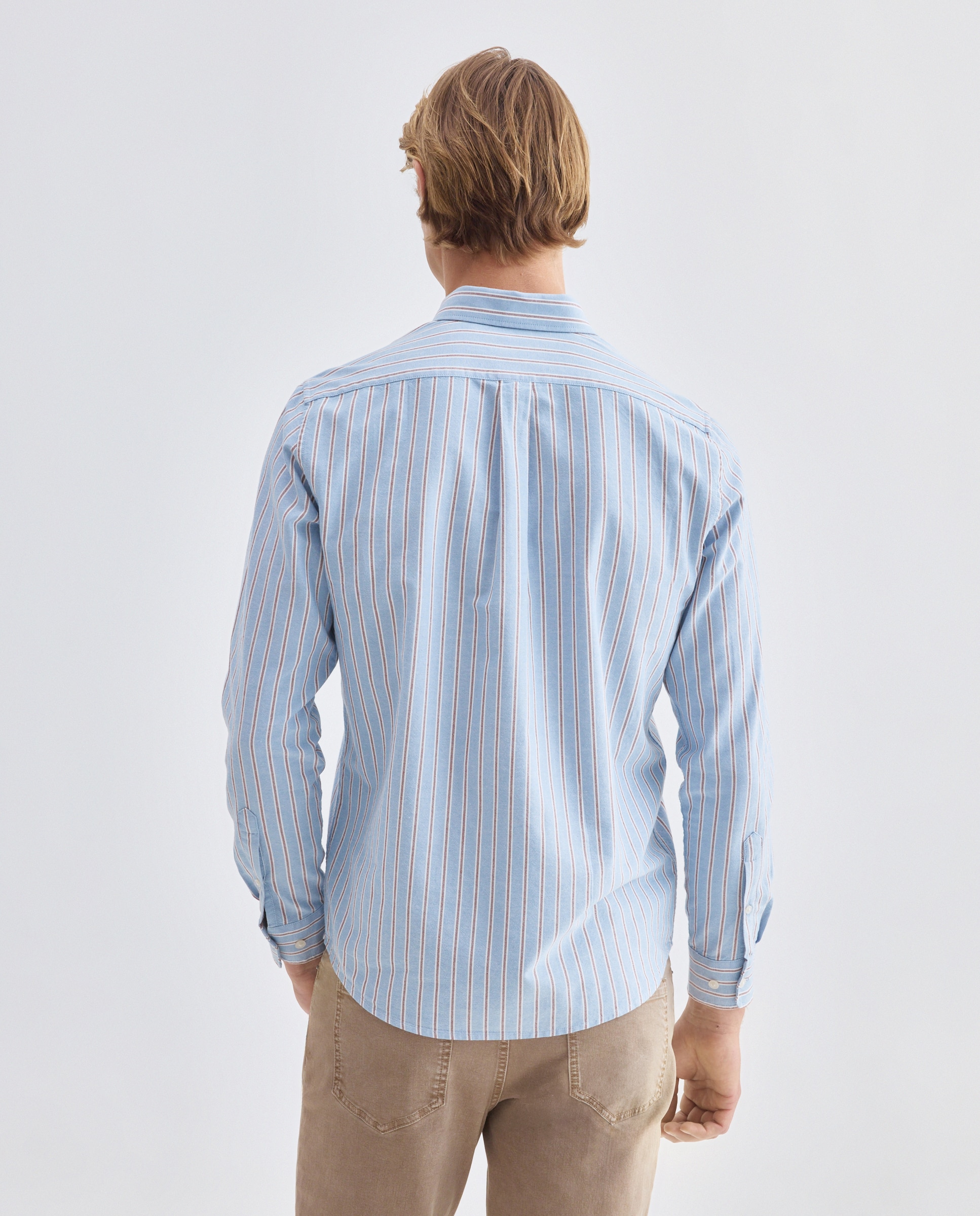 Camisa sport hombre oxdord rayas 400 Azul-3