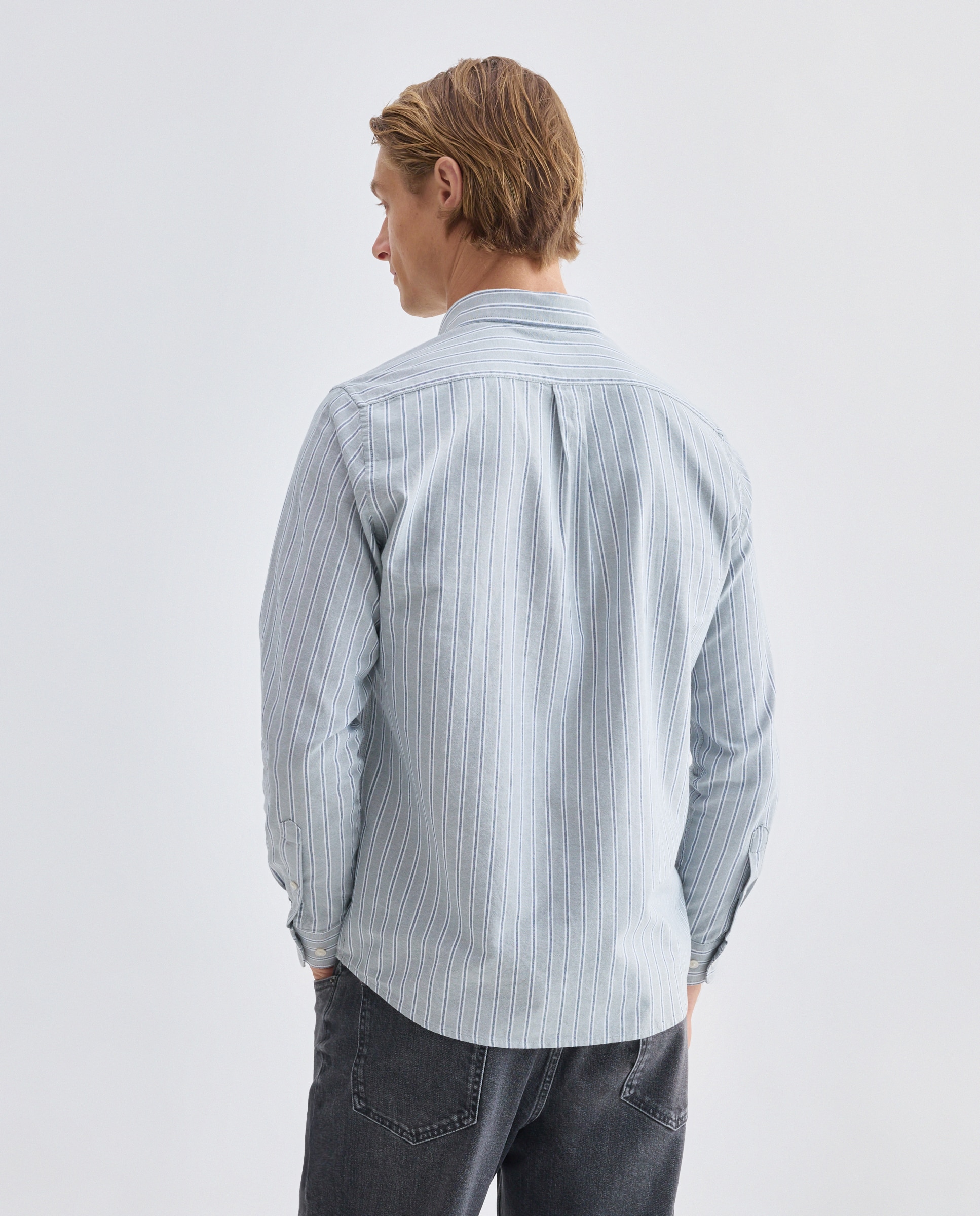 Camisa sport hombre oxdord rayas 500 VERDE-3