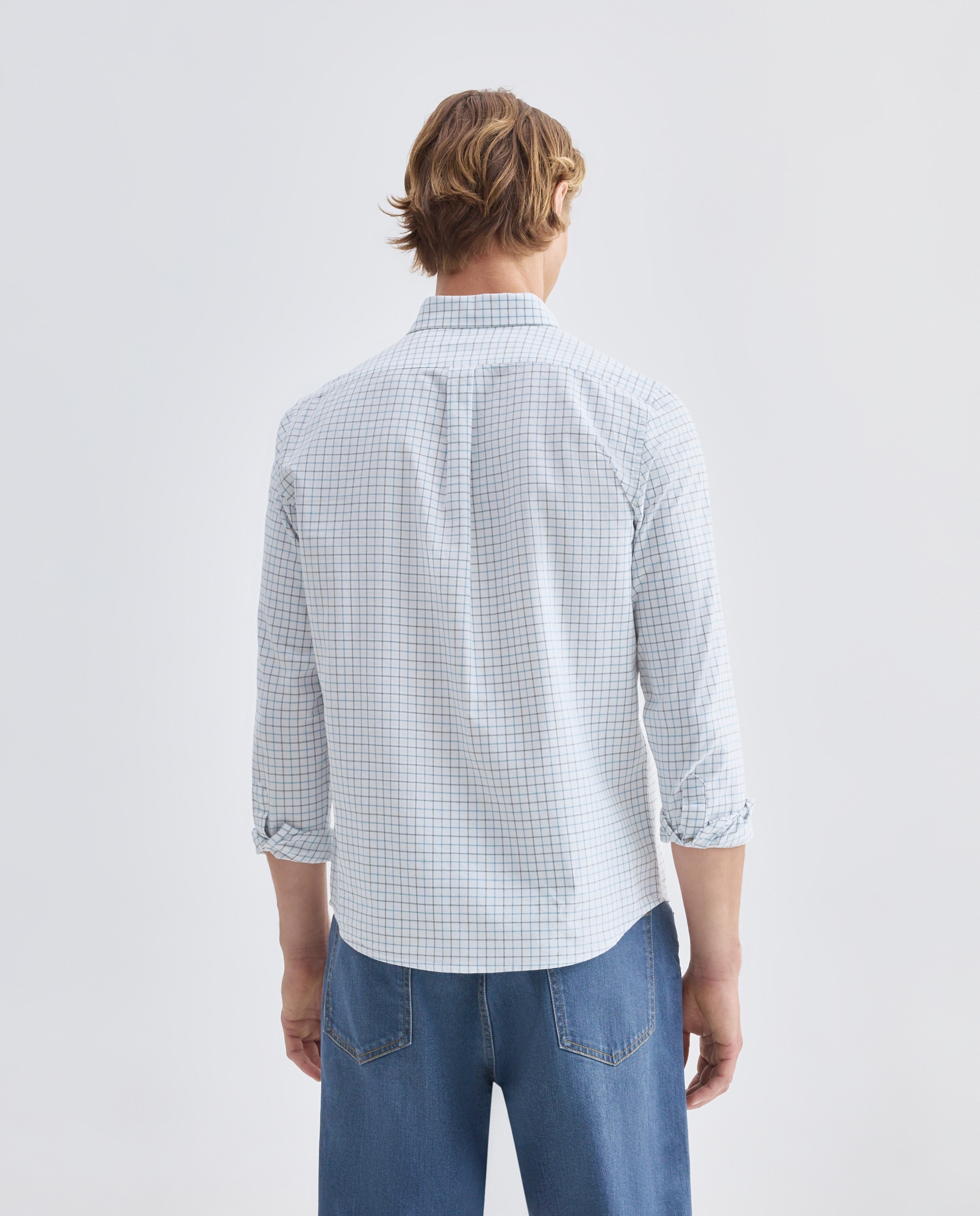 Camisa sport hombre oxdord cuadros 500 VERDE-3
