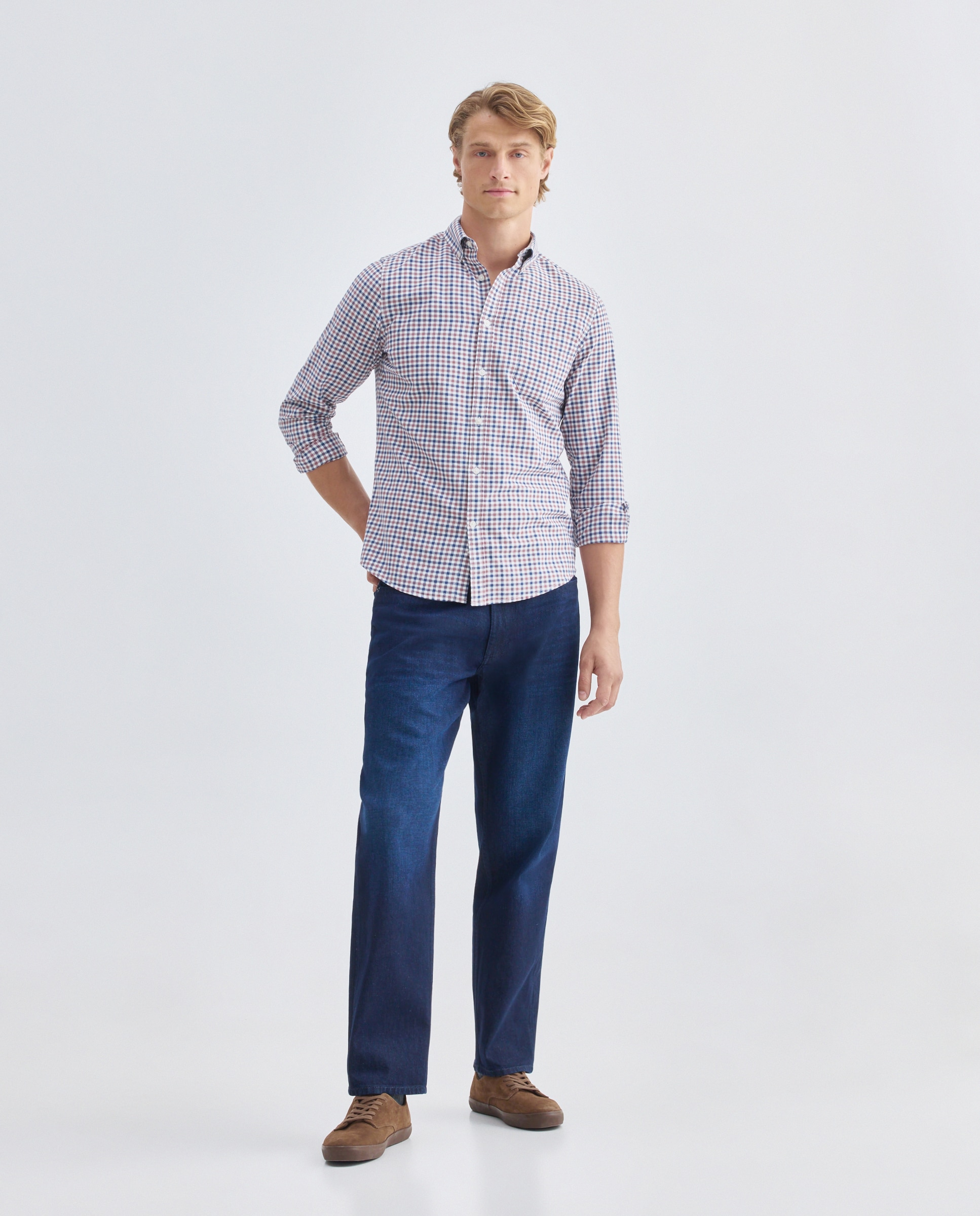 Camisa sport hombre oxdord cuadros Morado-2
