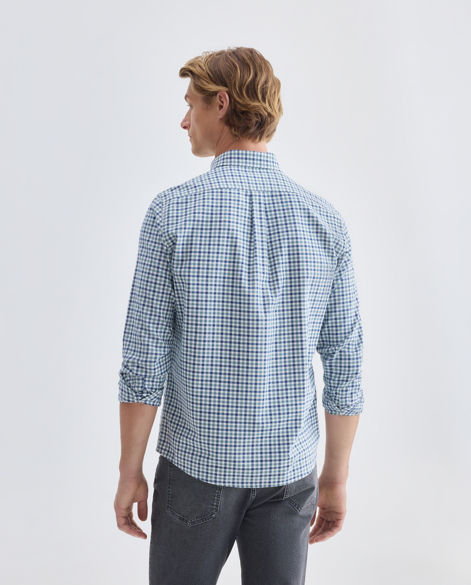 Camisa sport hombre oxdord cuadros 510 Verde claro-3
