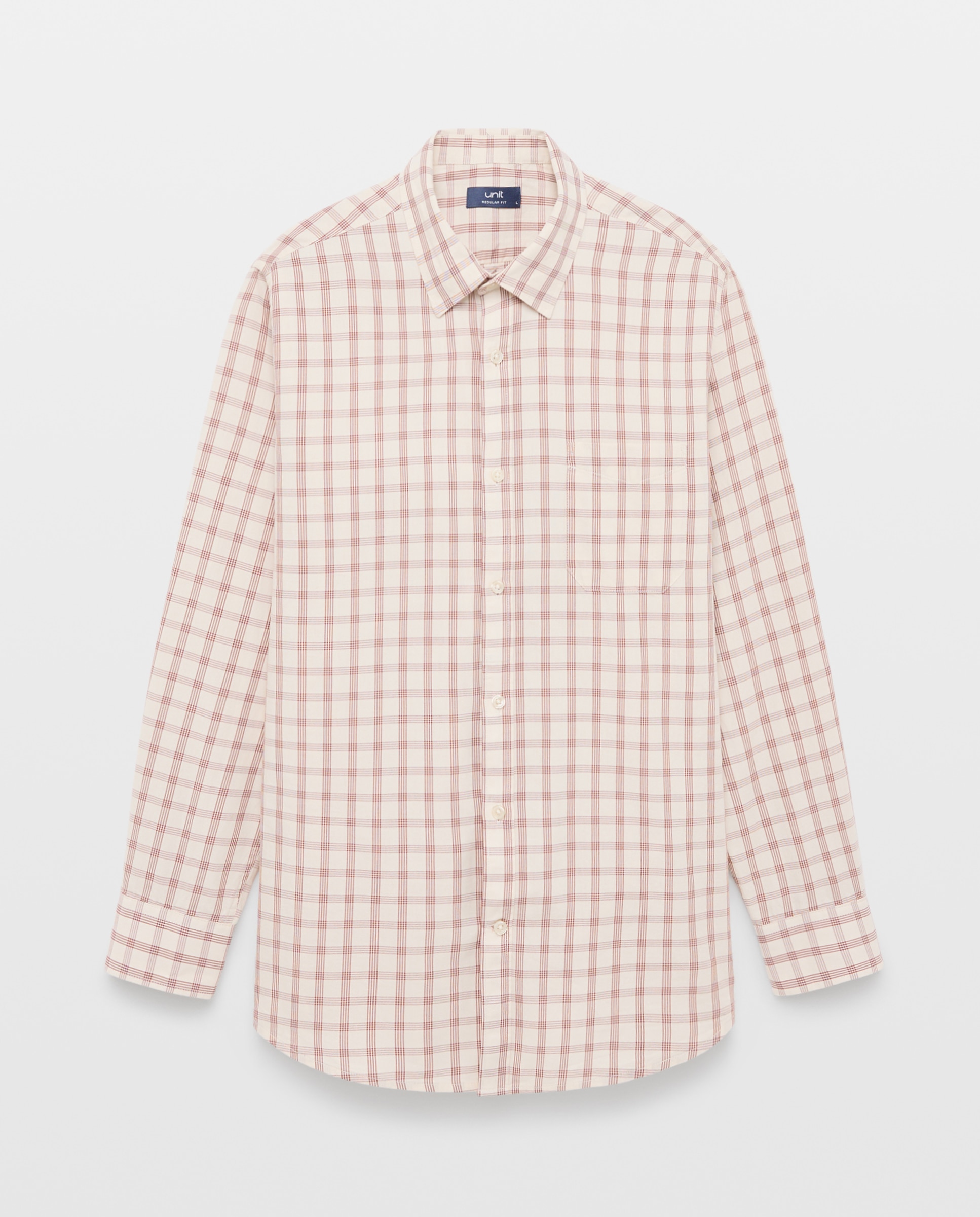 Camisa sport hombre sarga cuadros Naranja quemado-4