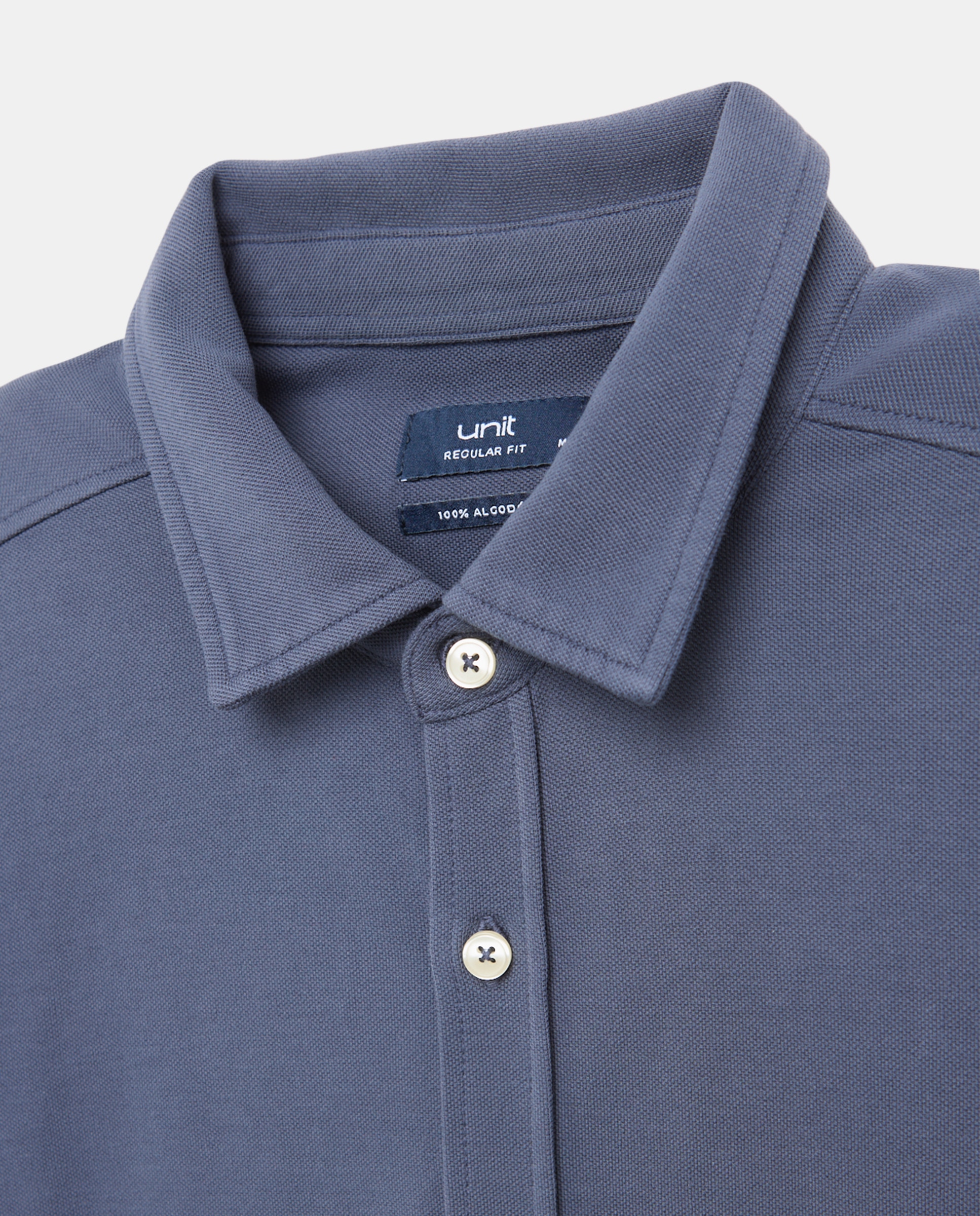 Camisa sport hombre piqué efecto lavado Azul marino-5