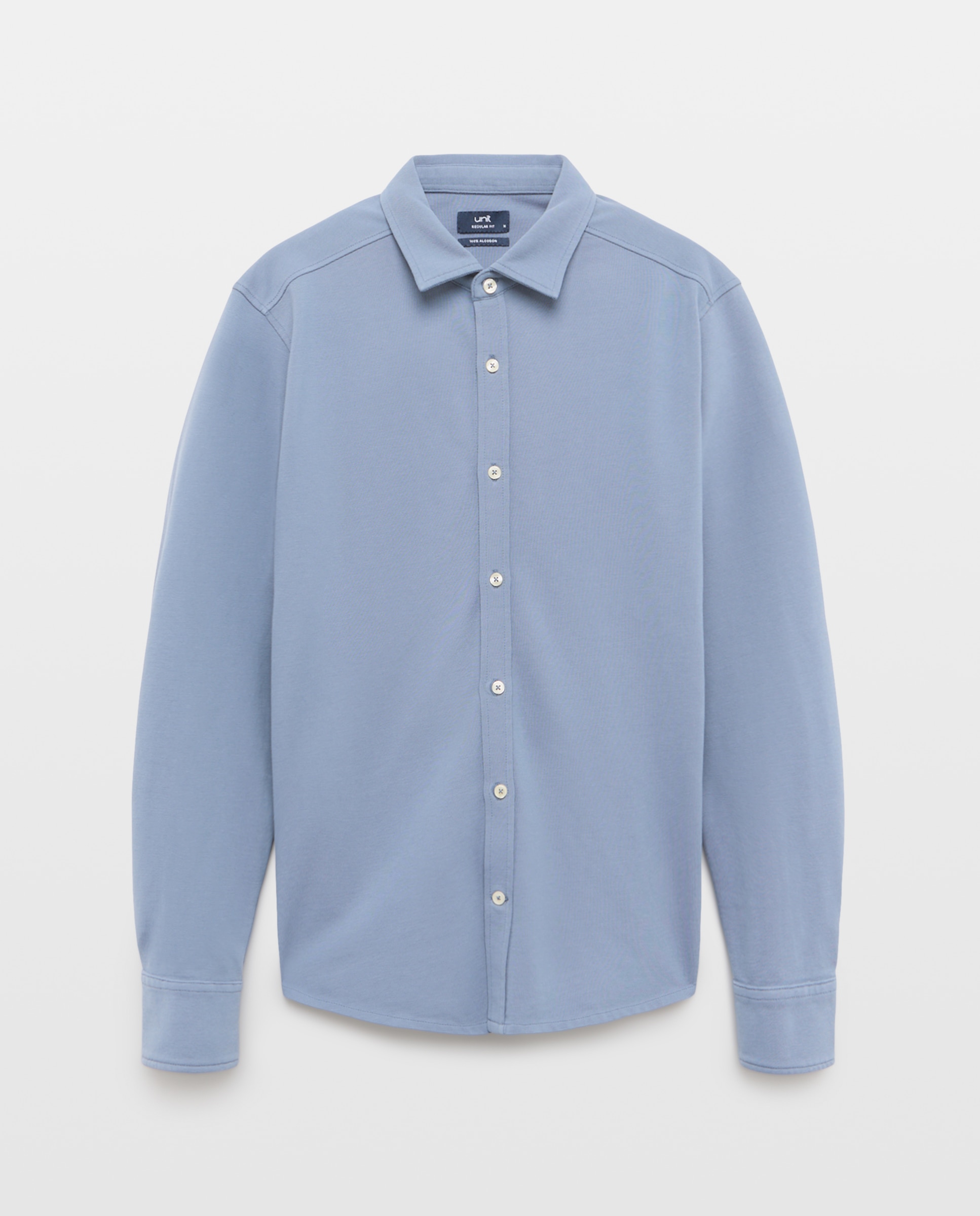 Camisa sport hombre piqué efecto lavado 400 Azul-4
