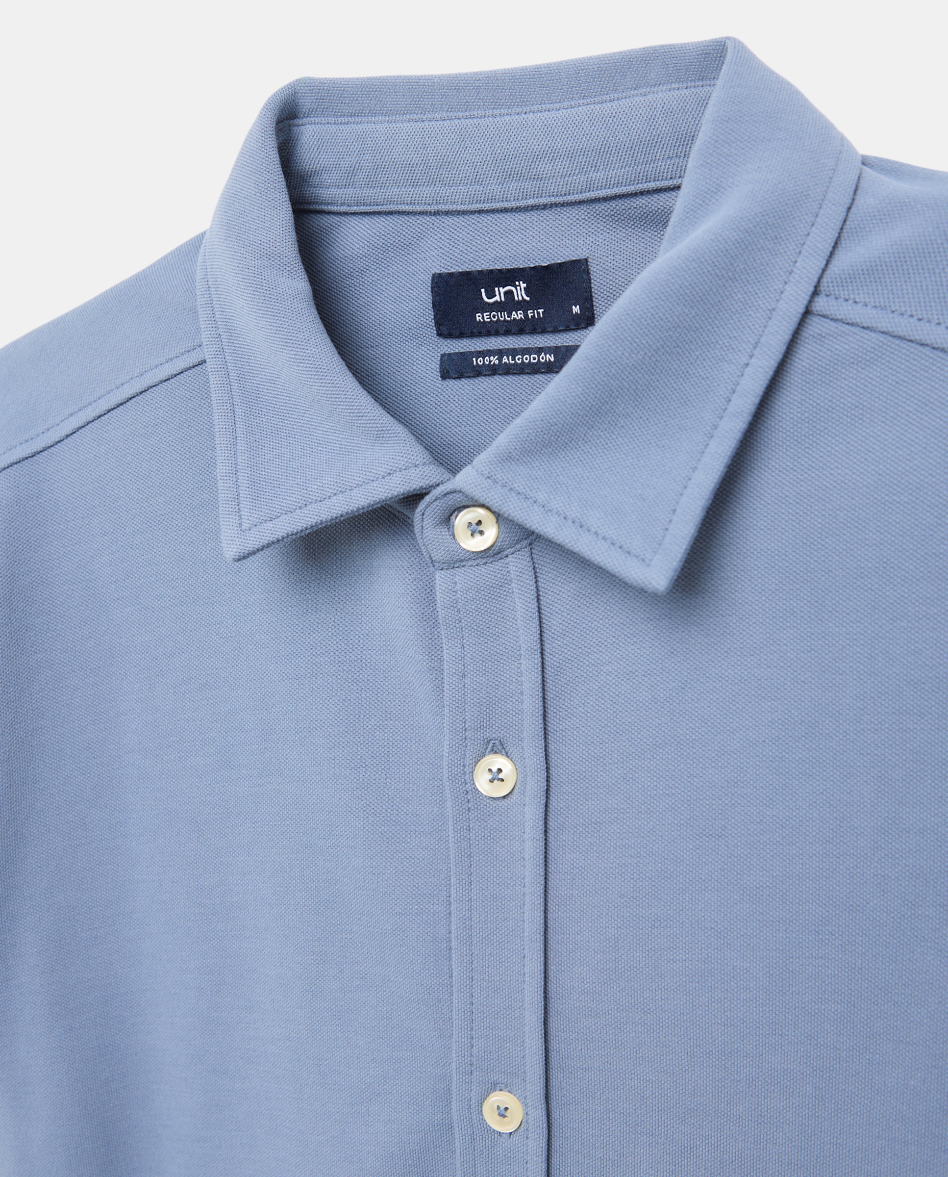 Camisa sport hombre piqué efecto lavado 400 Azul-5