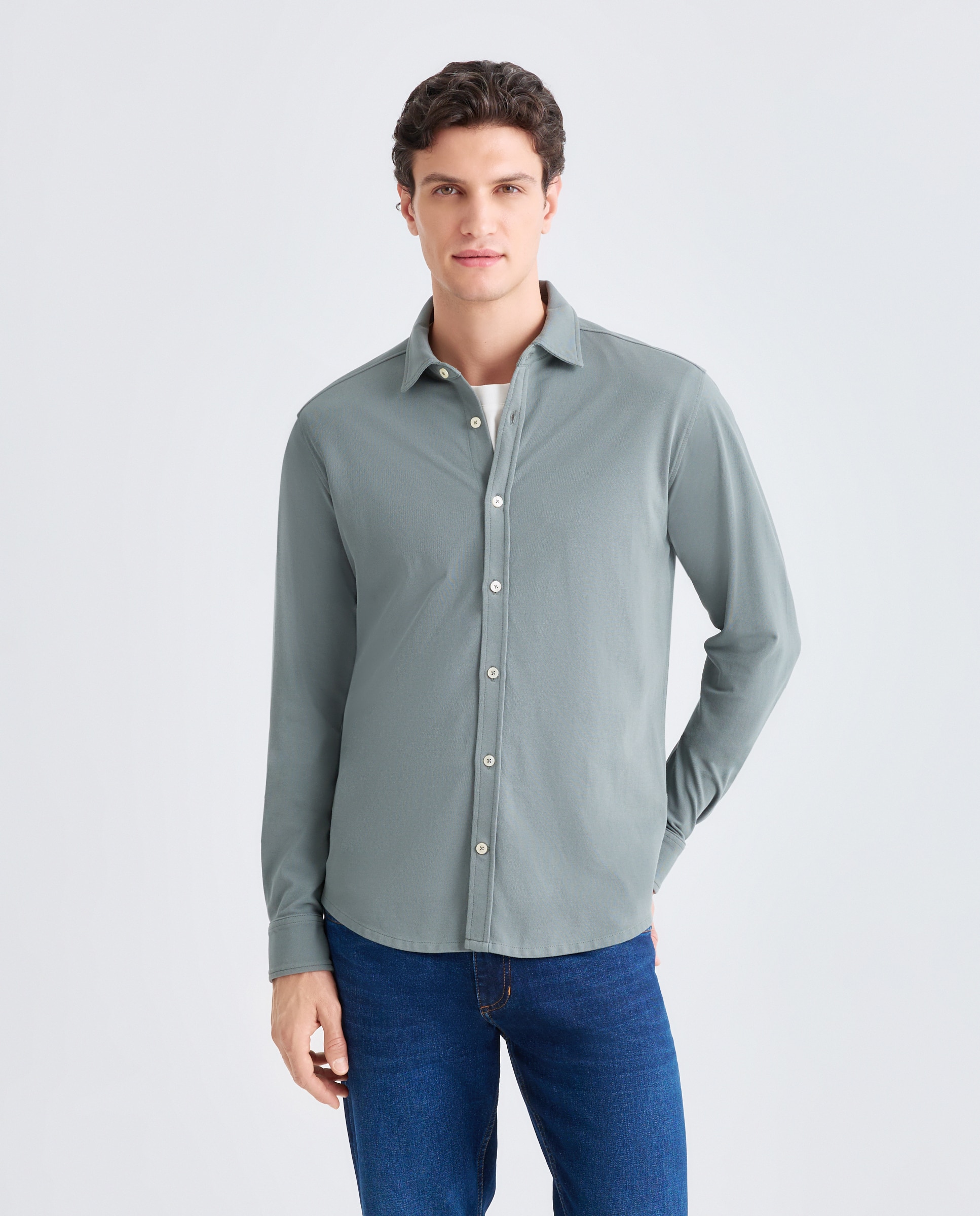 Imagen 0 de Camisa sport hombre piqué efecto lavado