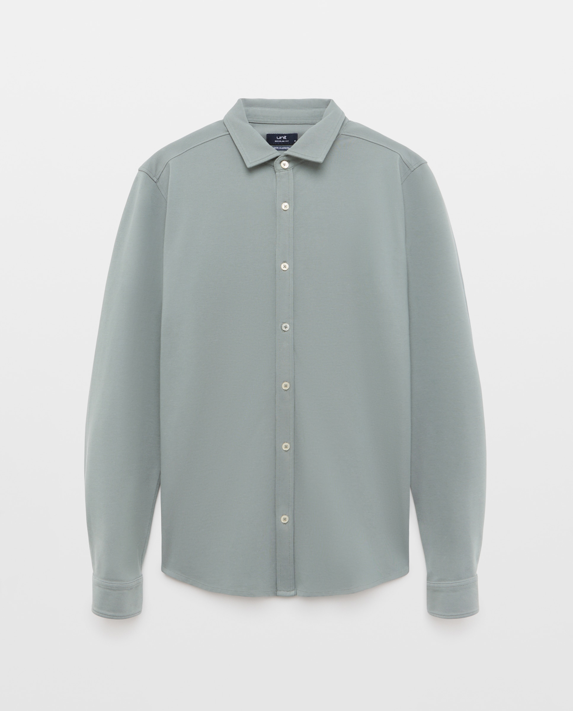 Camisa sport hombre piqué efecto lavado 500 VERDE-4