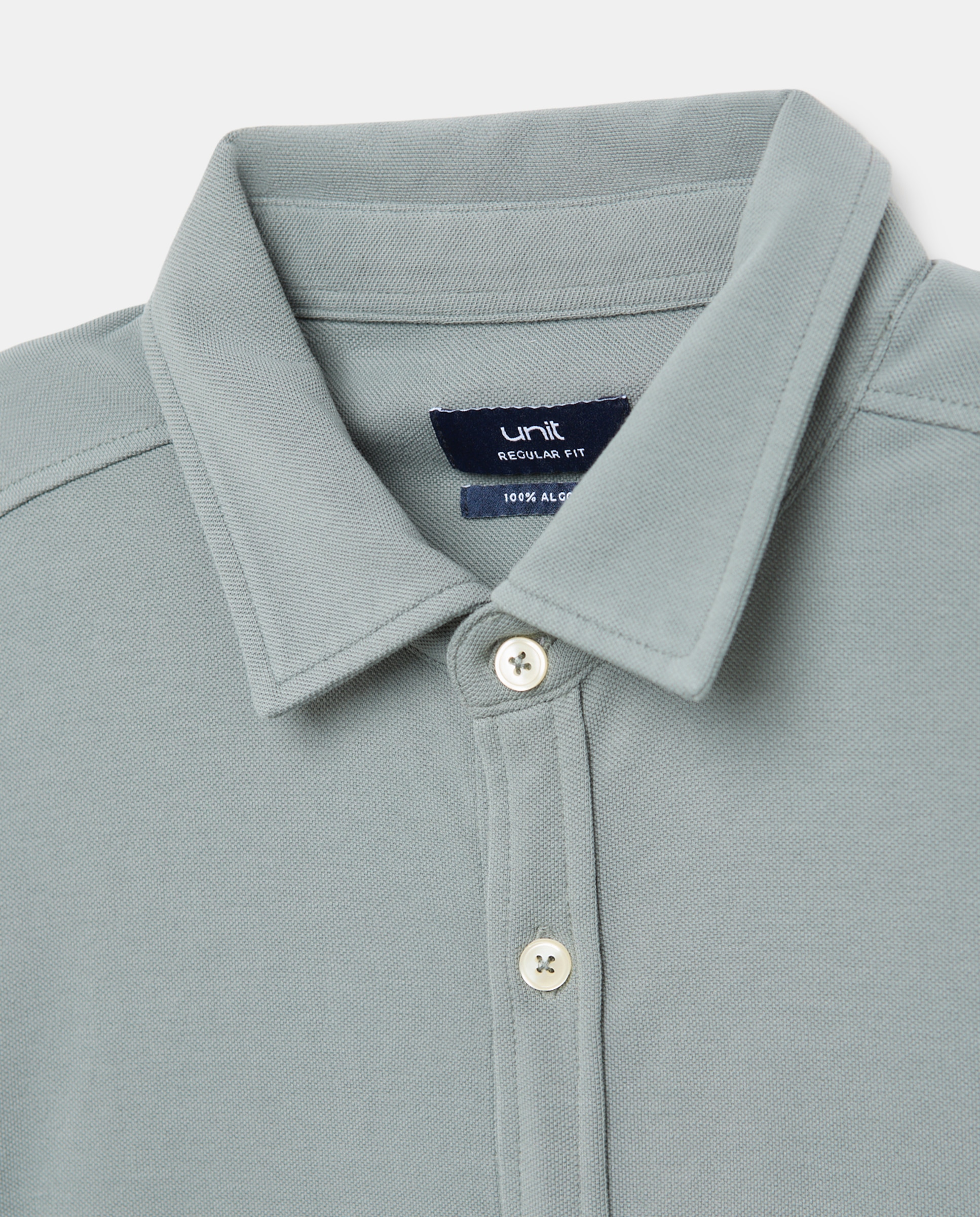 Camisa sport hombre piqué efecto lavado 500 VERDE-5