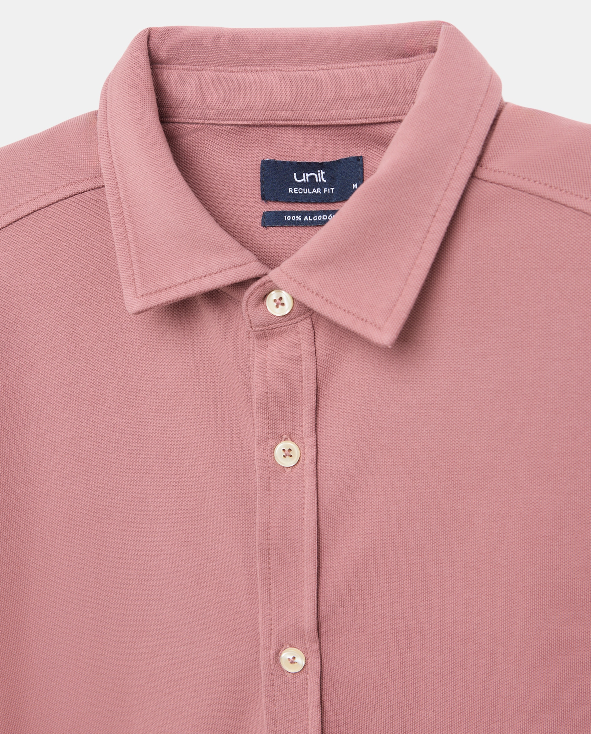 Camisa sport hombre piqué efecto lavado 200 Rosa-5
