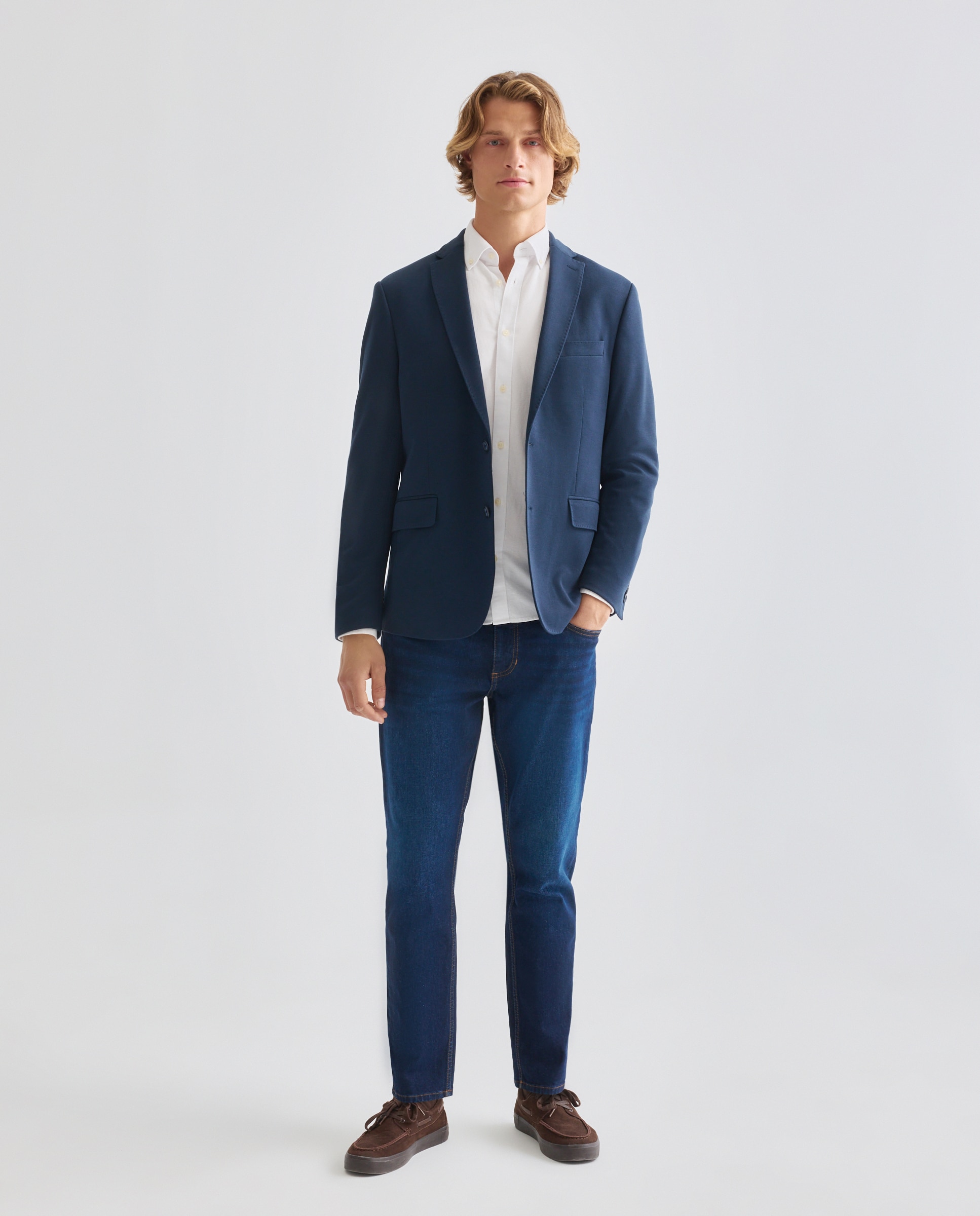 Chaqueta de vestir de hombre de punto lisa Azul marino-2