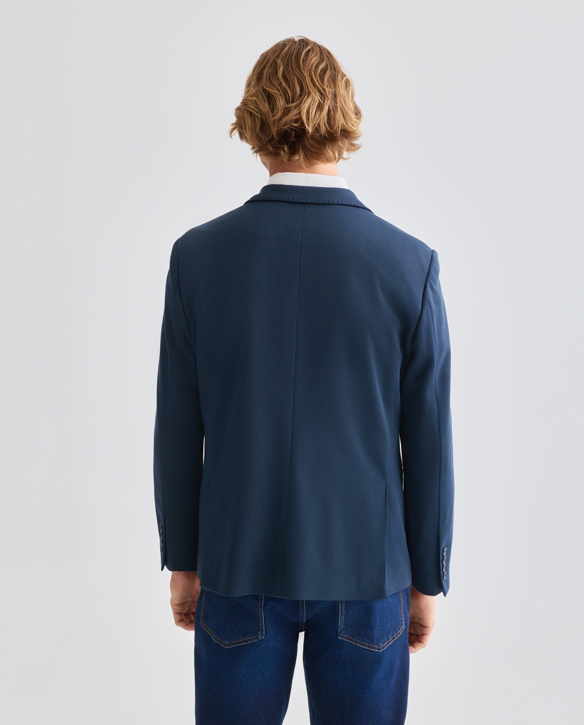 Chaqueta de vestir de hombre de punto lisa Azul marino-3