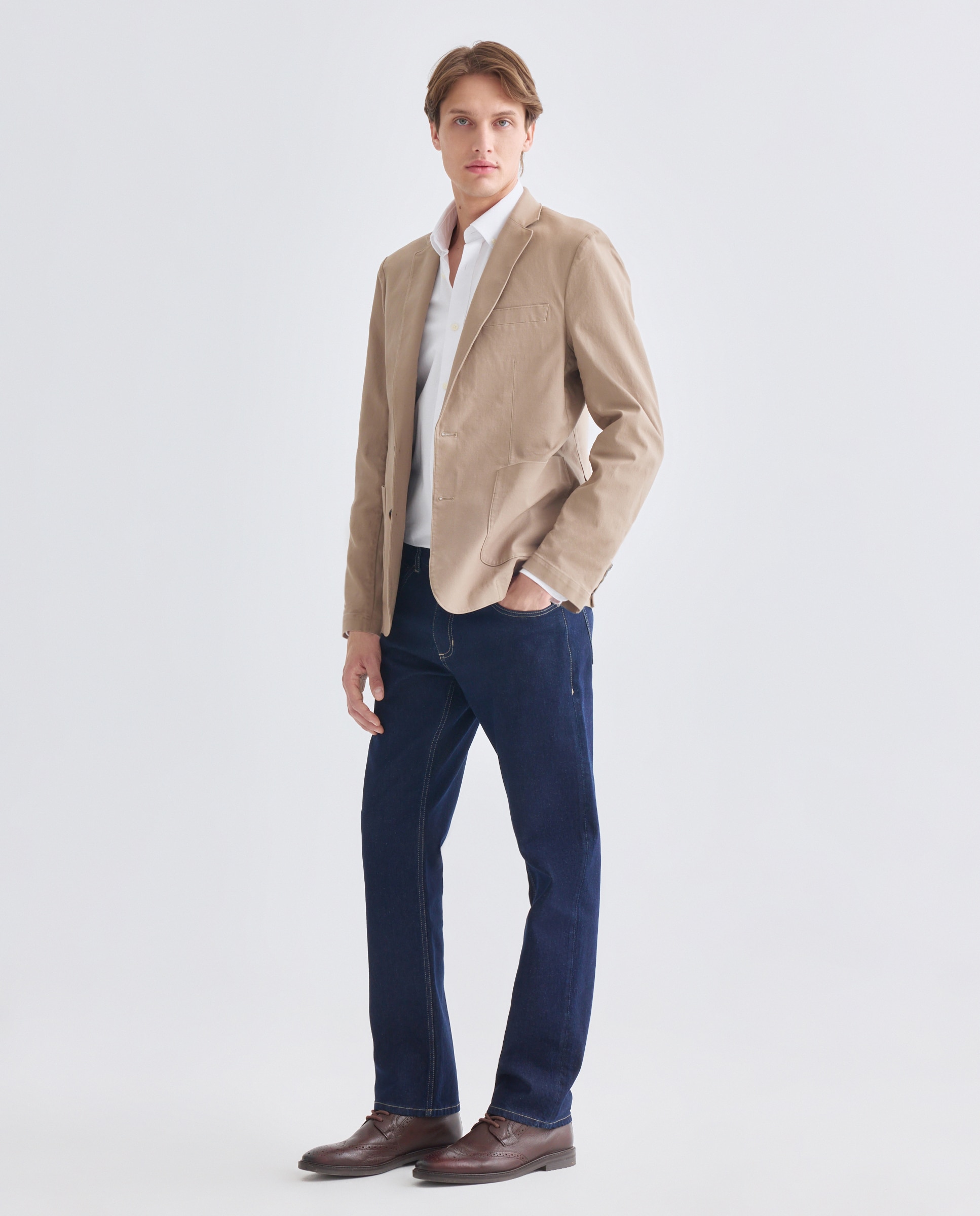 Chaqueta de vestir de hombre con estructura 710 Beige-2
