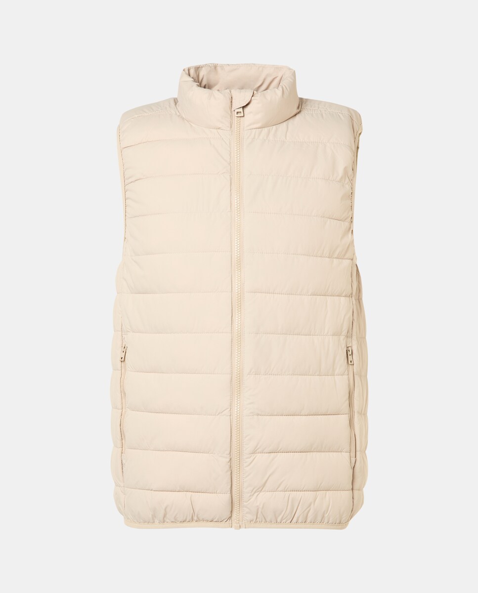 Chaleco hombre ultraligero con relleno reciclado Beige-4