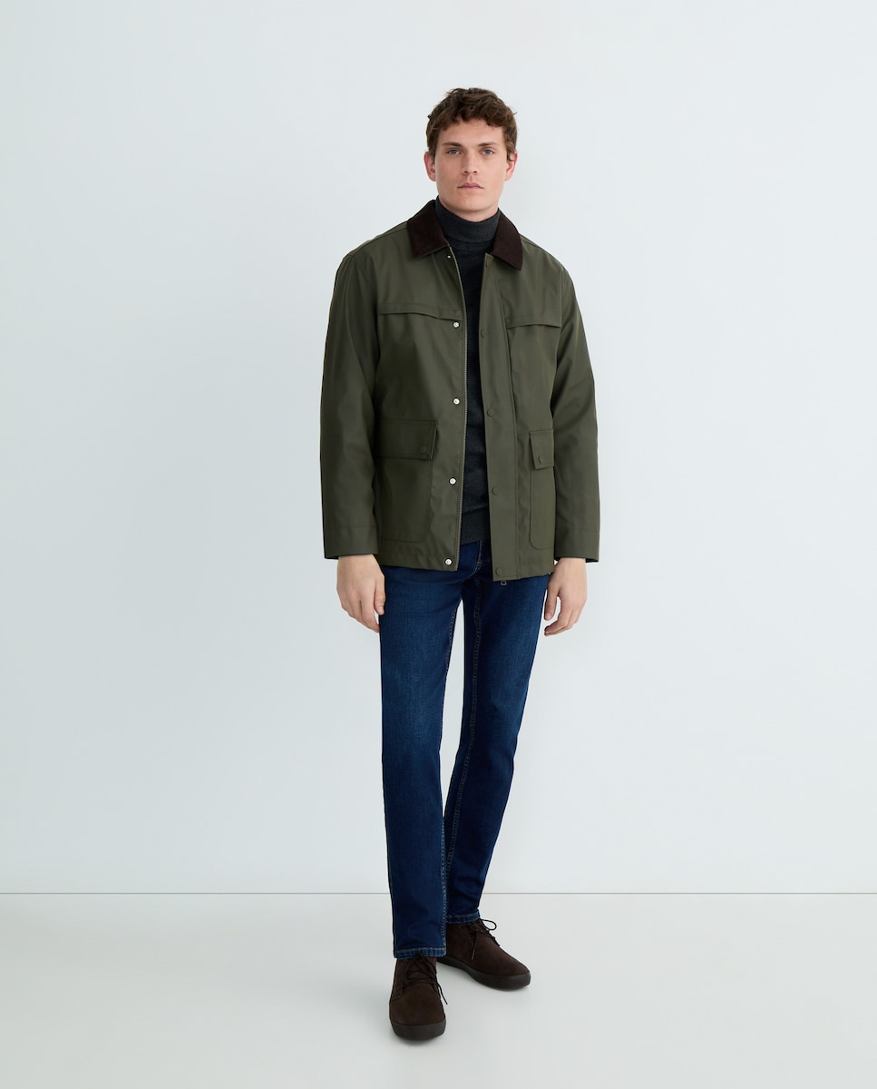 Chaqueta hombre engomada 520 Kaki-2